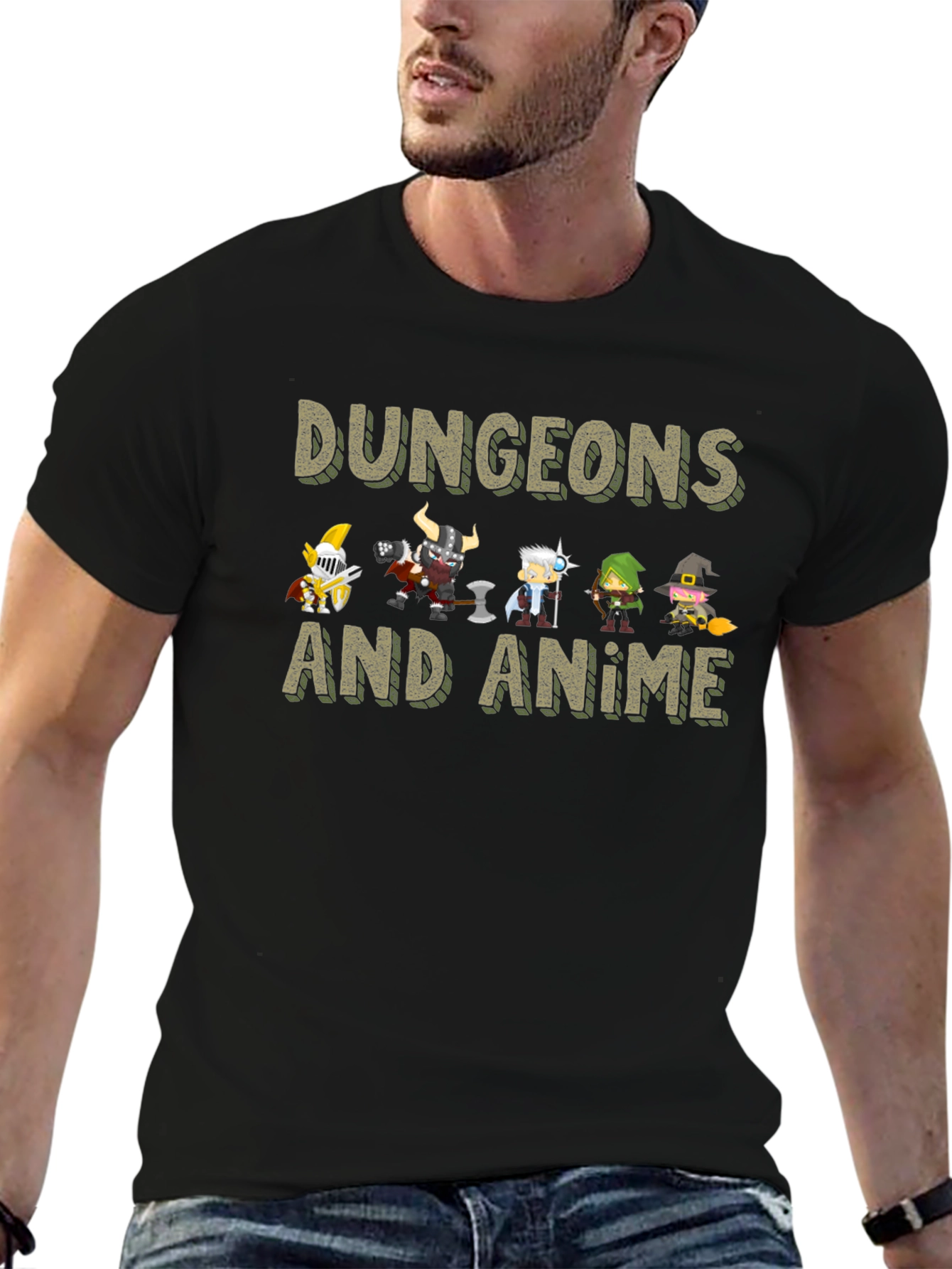 Dungeons and Anime Graphic Tee - Black Cotton Blend