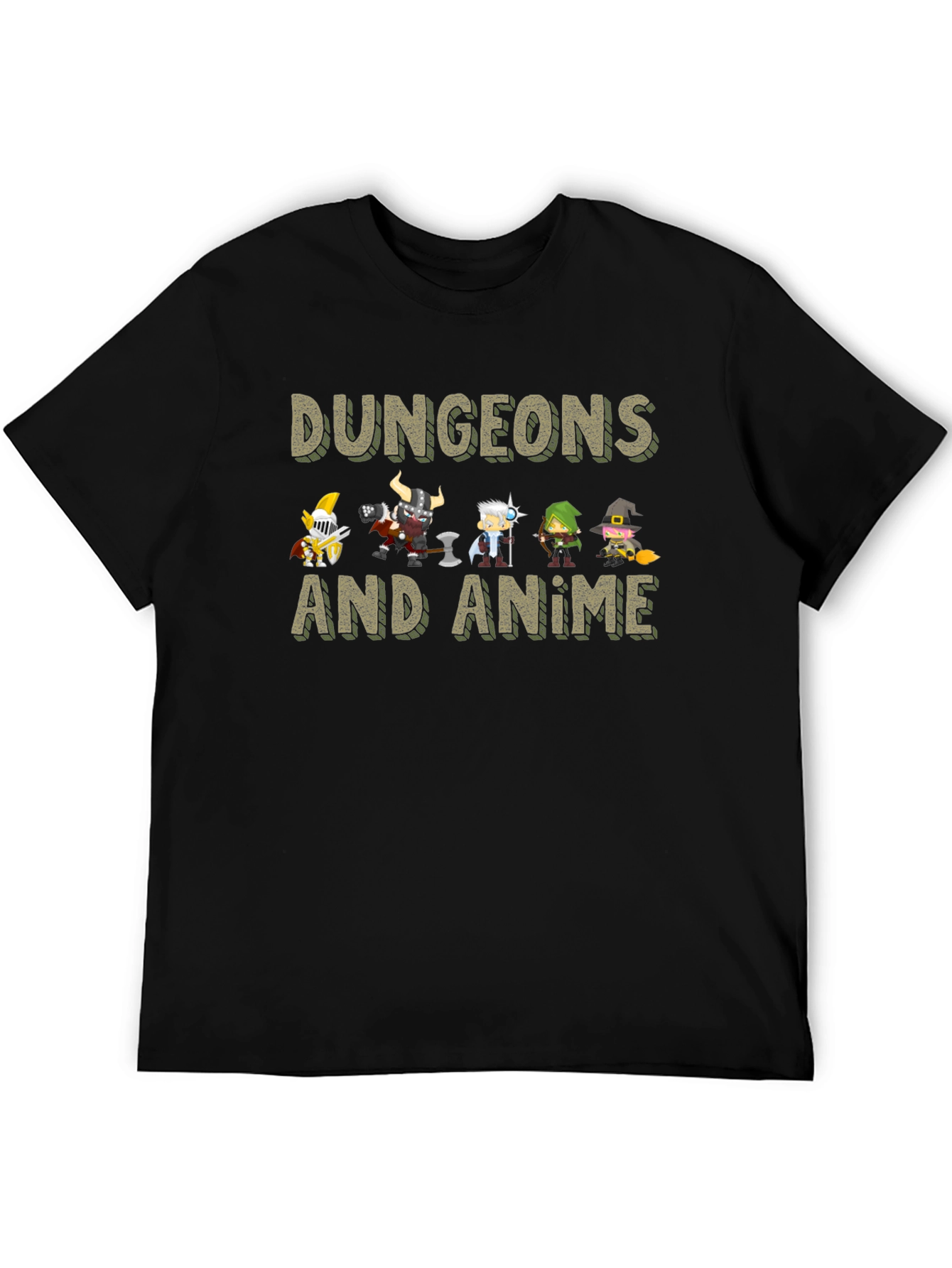 Dungeons and Anime Graphic Tee - Black Cotton Blend