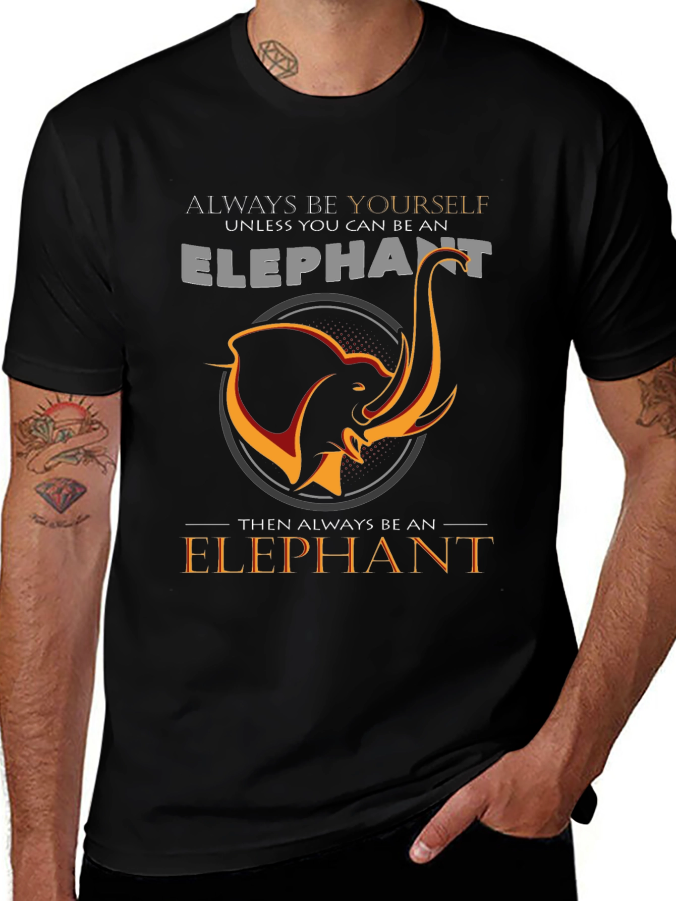 Always Be An Elephant Black Graphic Tee