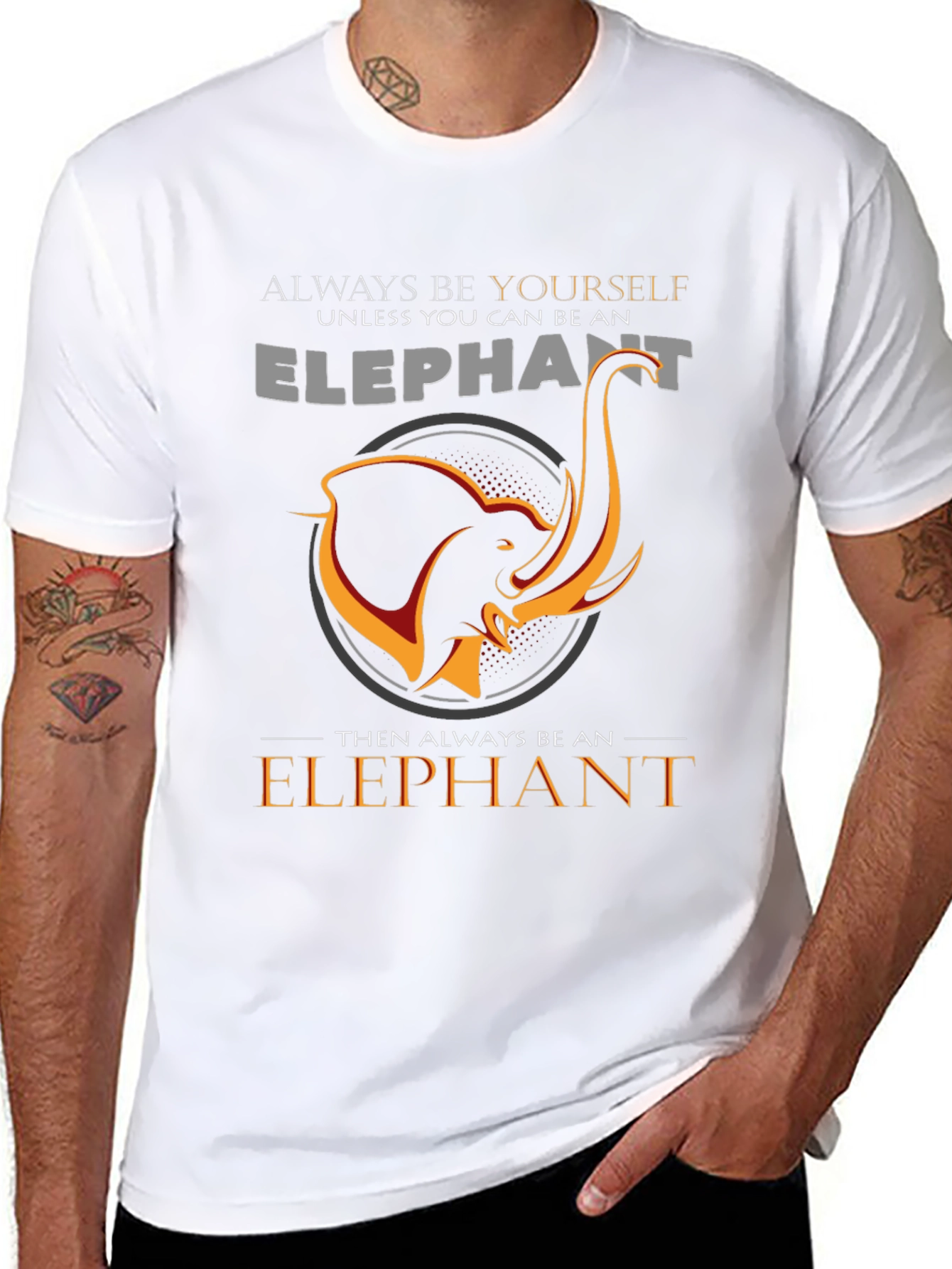 Always Be An Elephant Black Graphic Tee
