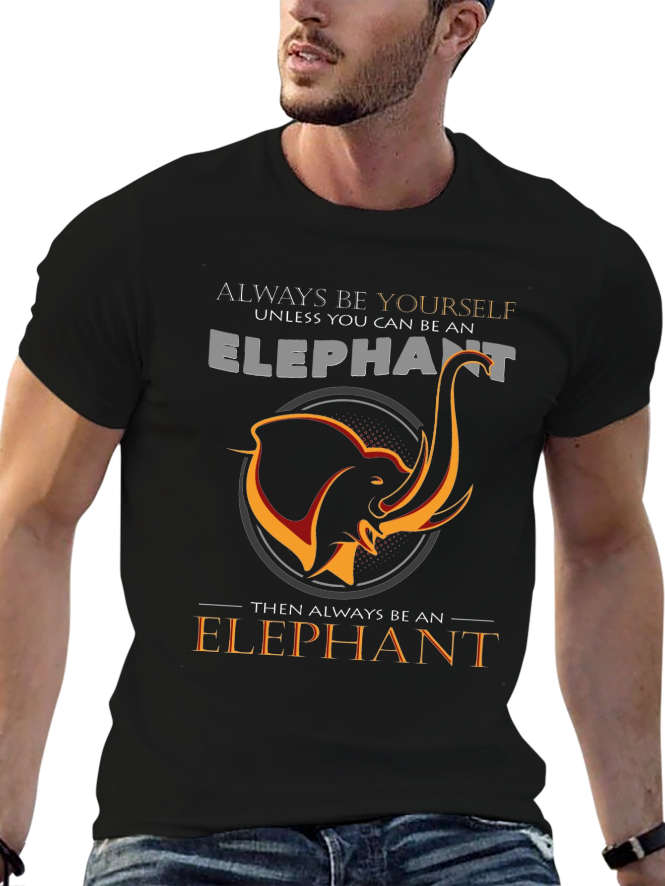 Always Be An Elephant Black Graphic Tee