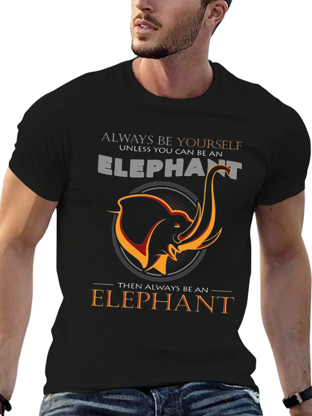 Always Be An Elephant Black Graphic Tee