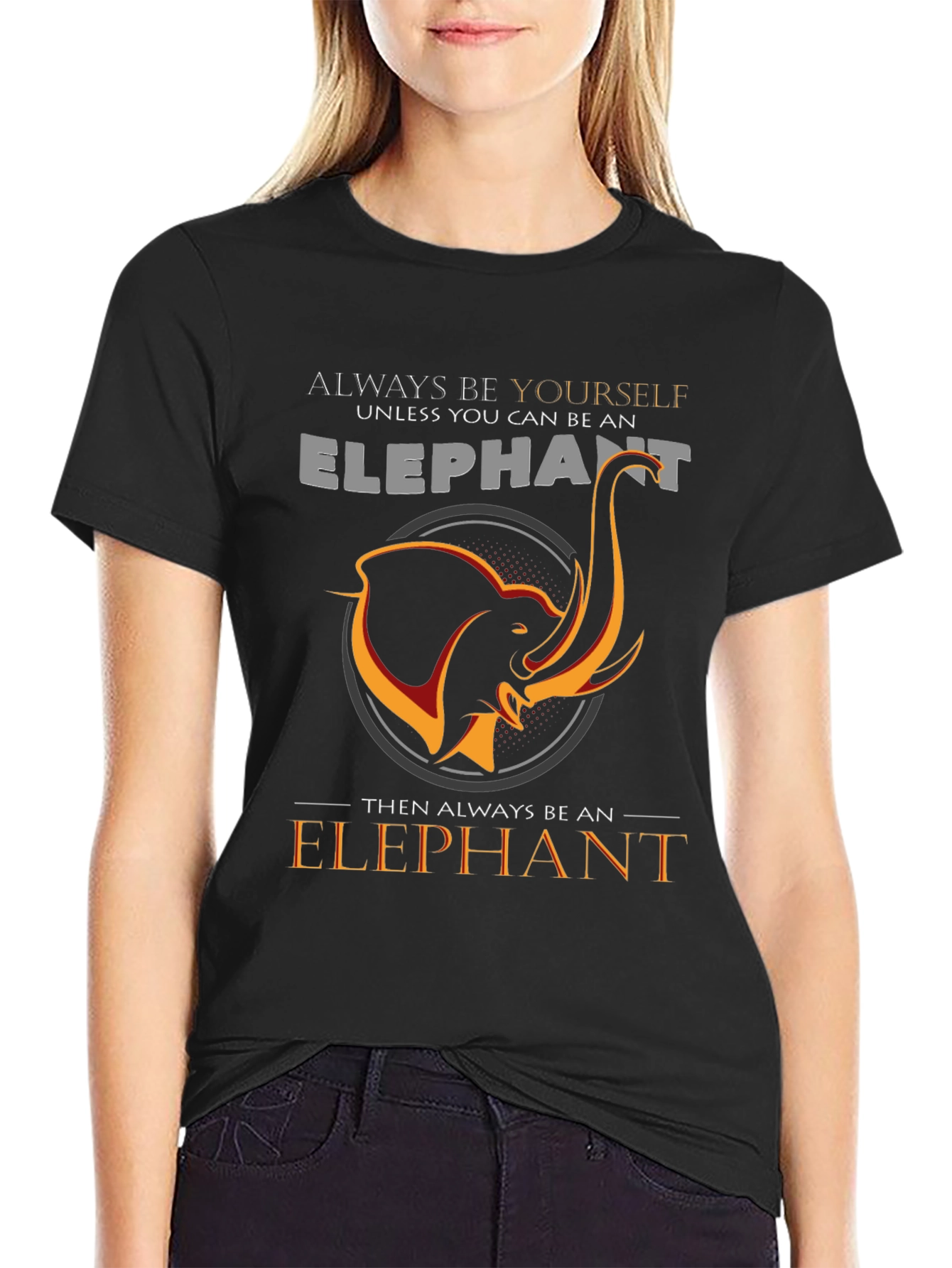 Always Be An Elephant Black Graphic Tee