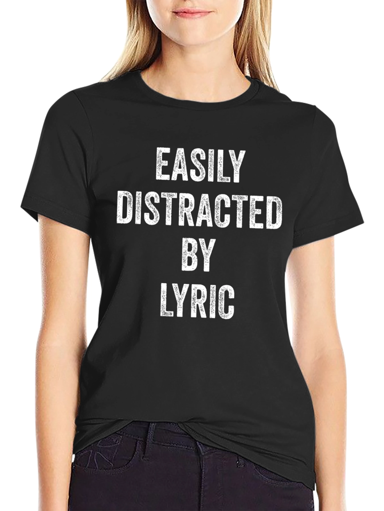 Easily Distracted By Lyric T-Shirt Funny Music Lover Tee
