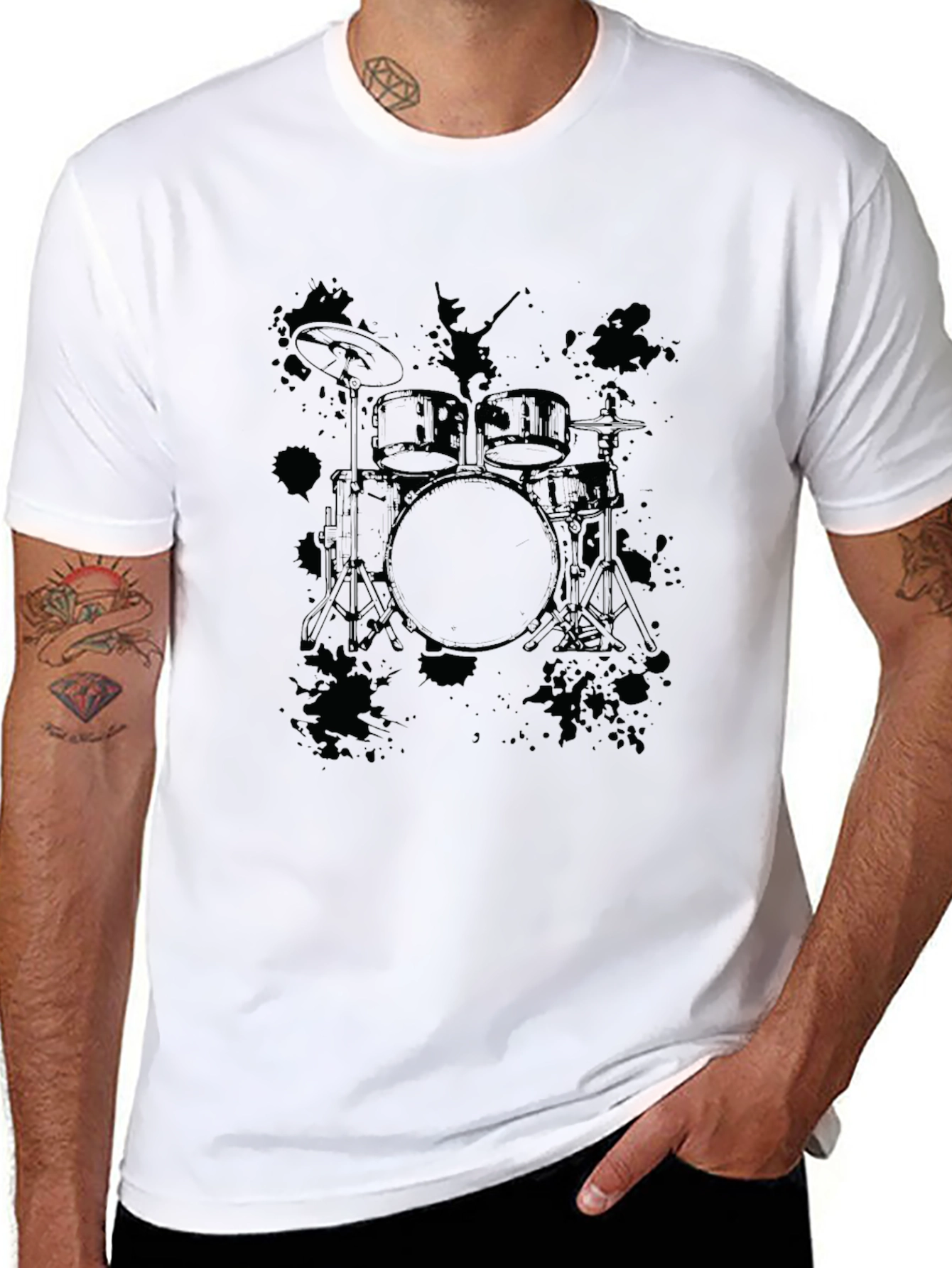 Drum Kit Graphic Tee - Mens Black T-Shirt