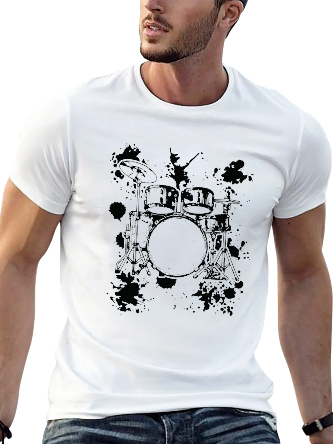 Drum Kit Graphic Tee - Mens Black T-Shirt