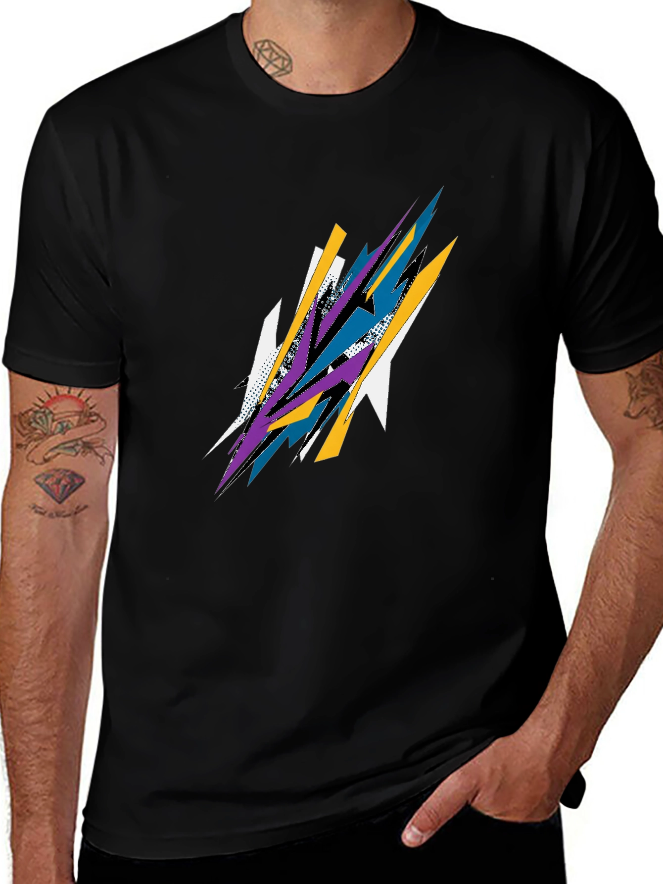Abstract Graphic Print Black Tee