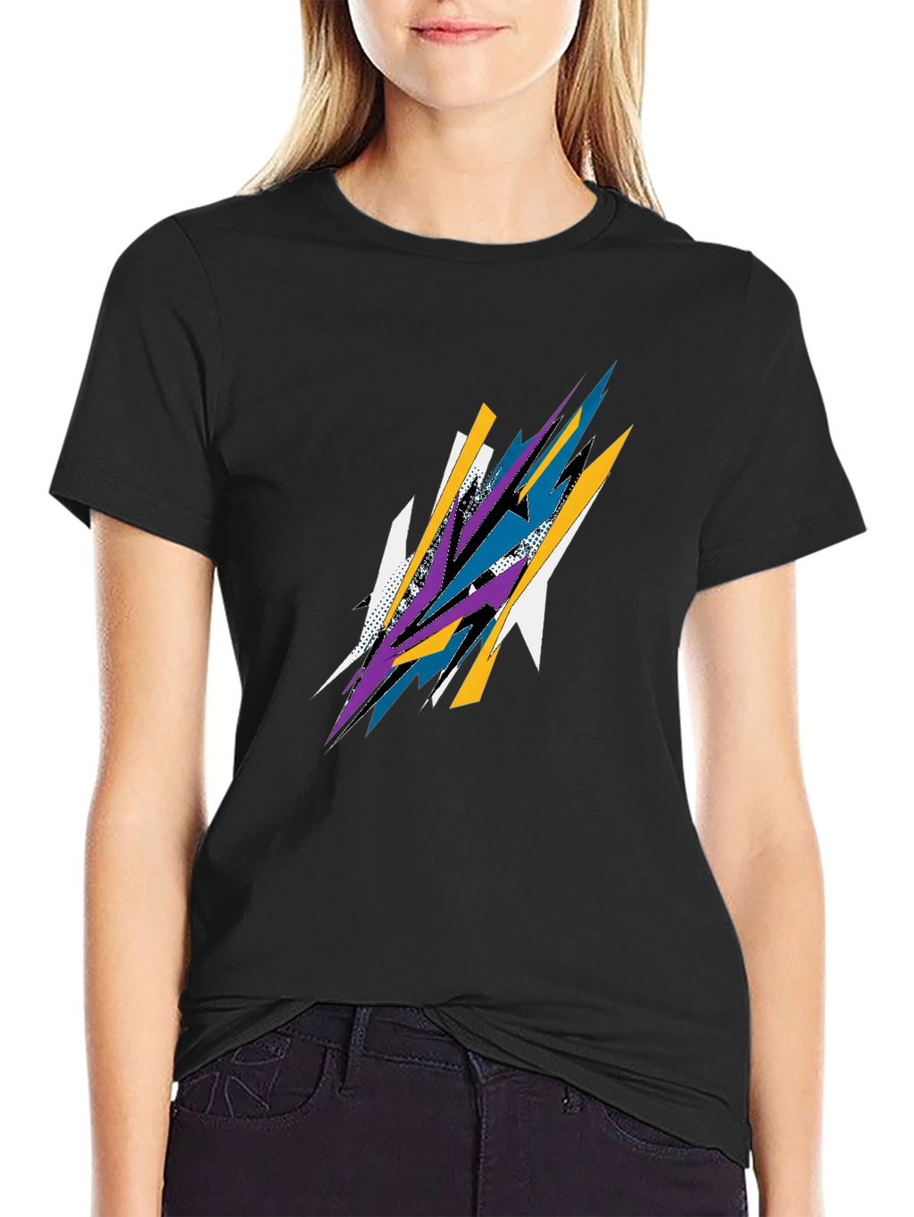 Abstract Graphic Print Black Tee