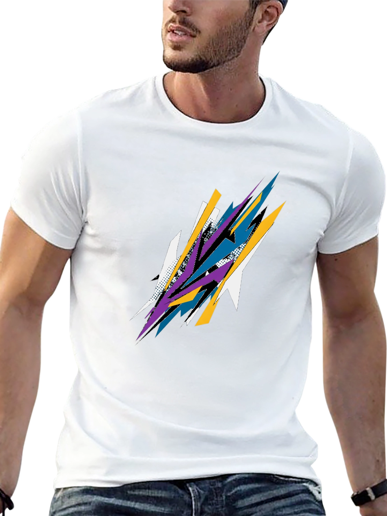 Abstract Graphic Print Black Tee