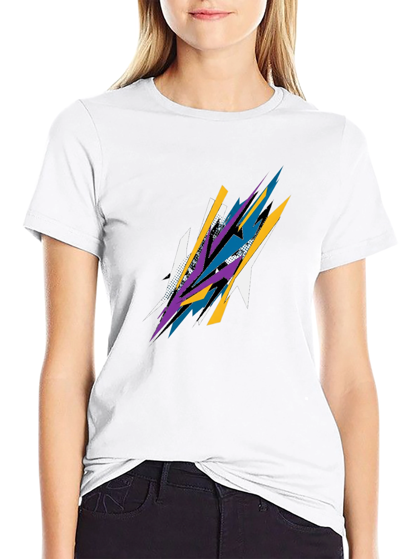 Abstract Graphic Print Black Tee