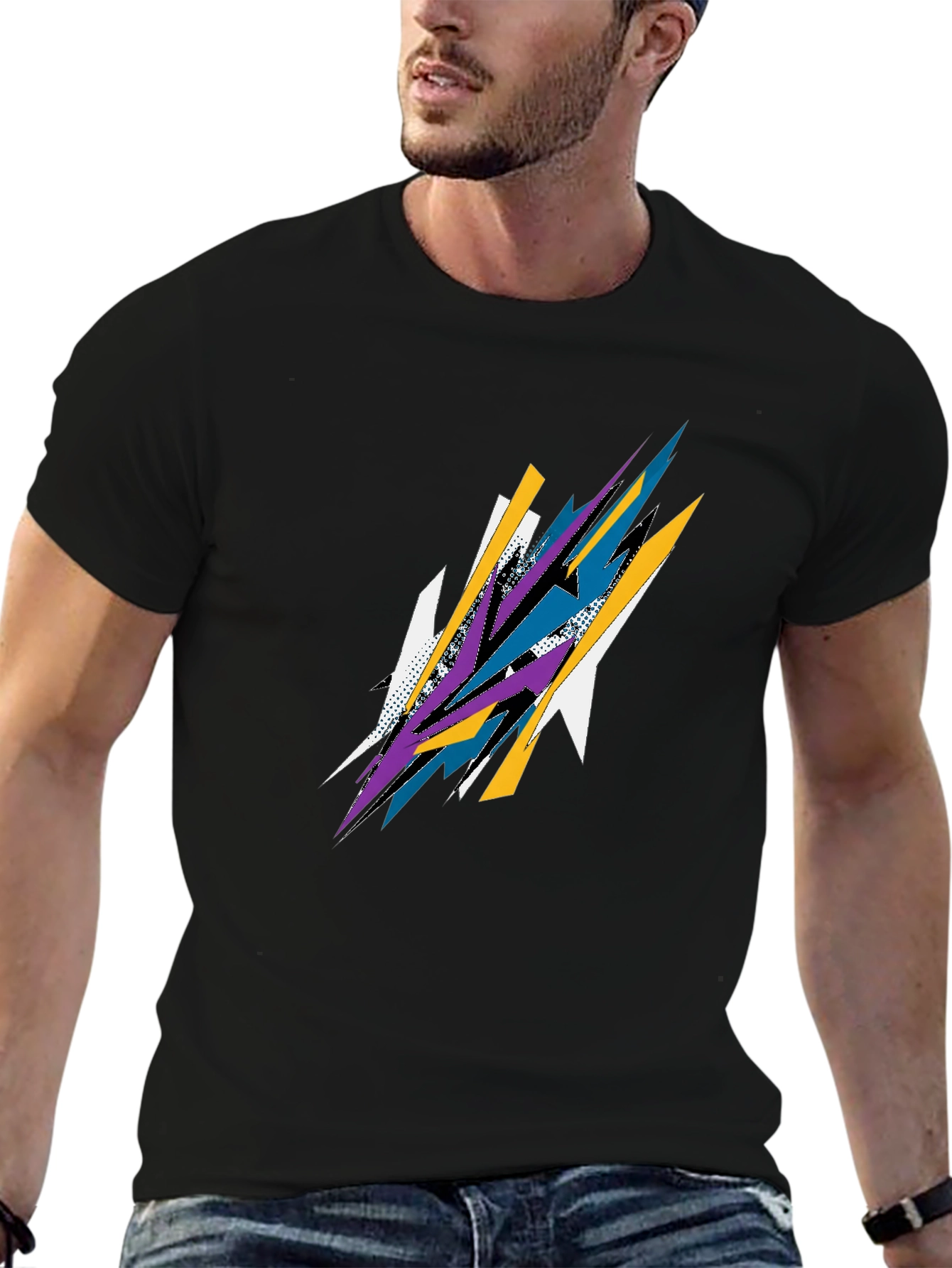 Abstract Graphic Print Black Tee