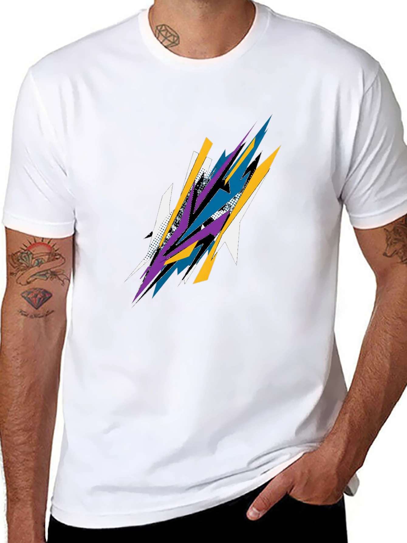 Abstract Graphic Print Black Tee