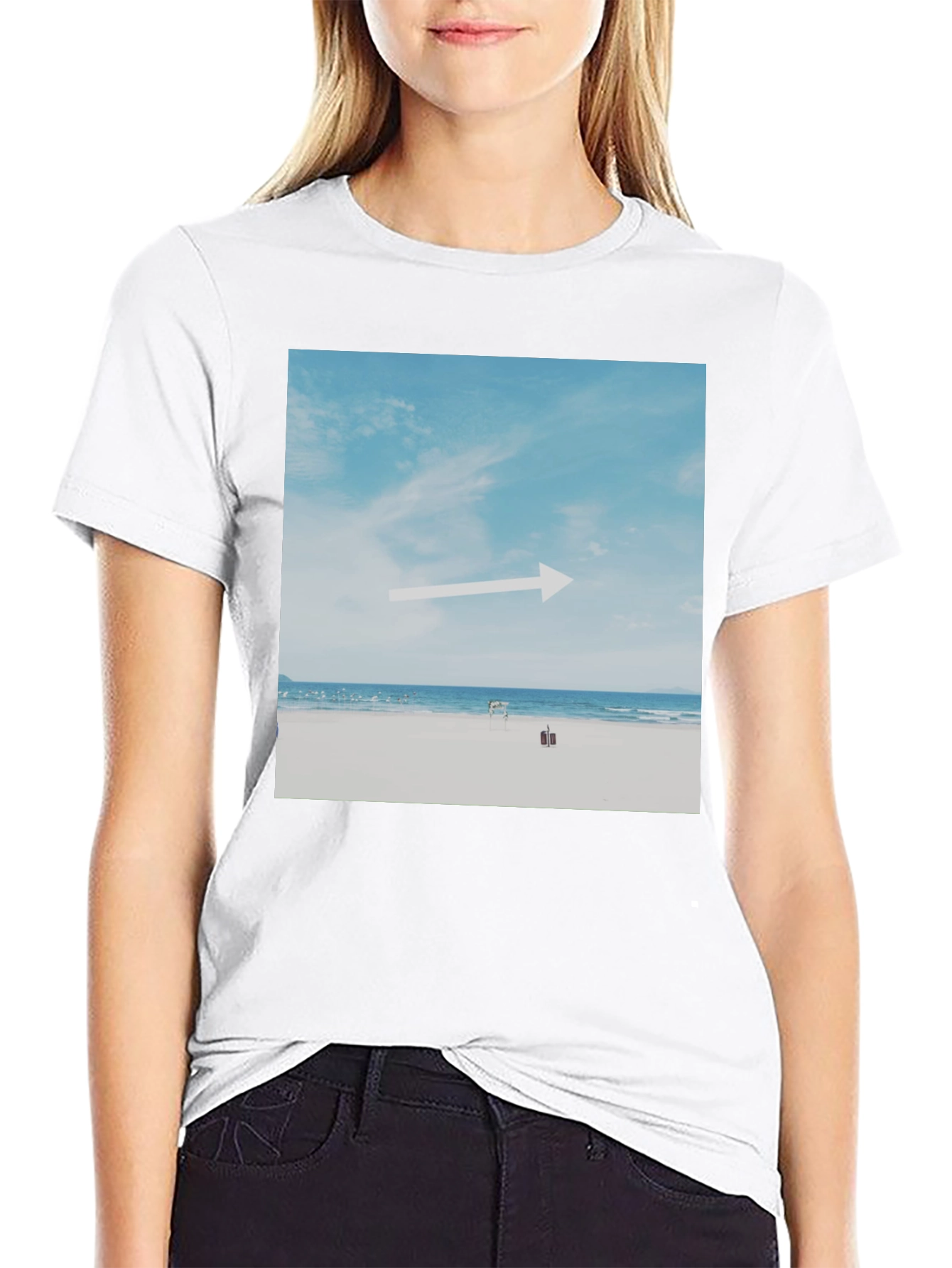 Beach Arrow Graphic Black T-Shirt