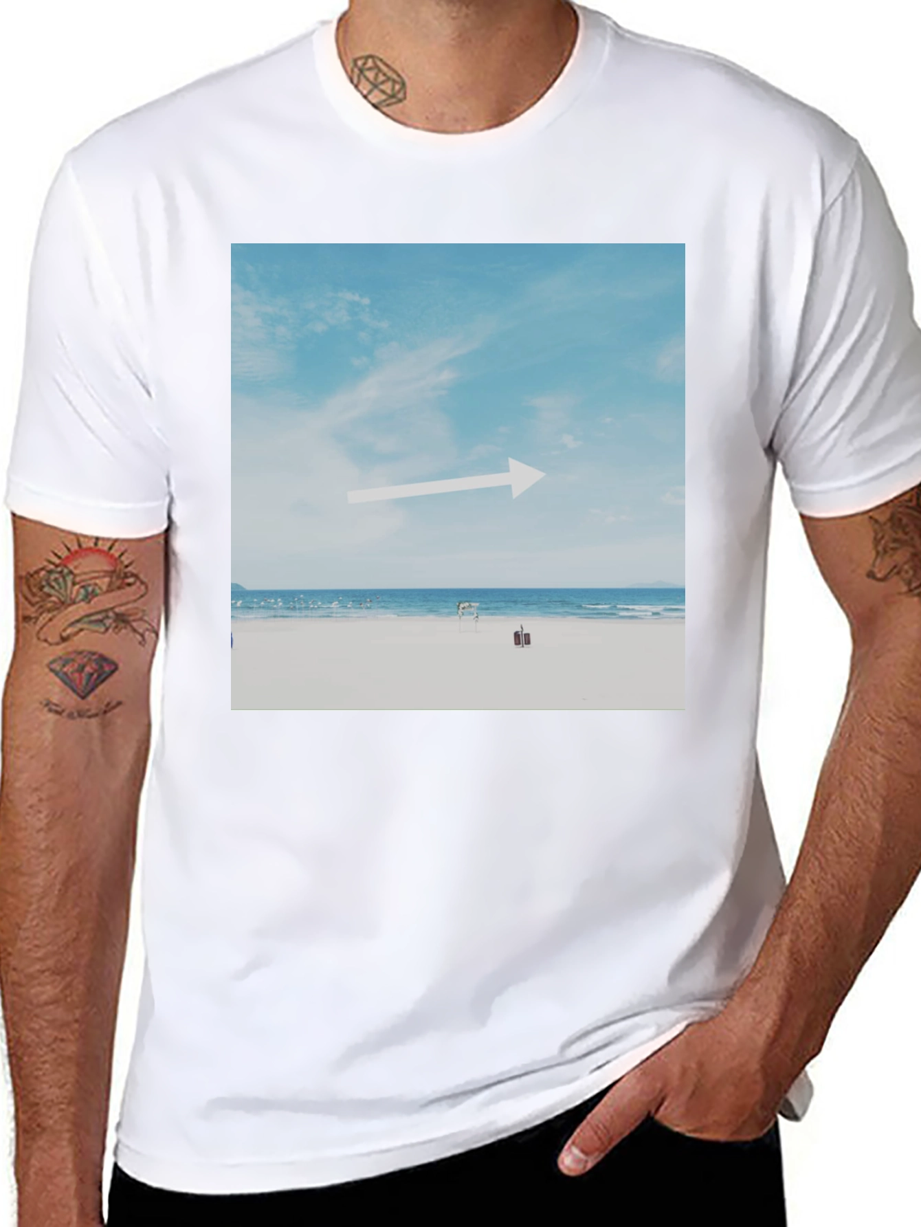 Beach Arrow Graphic Black T-Shirt