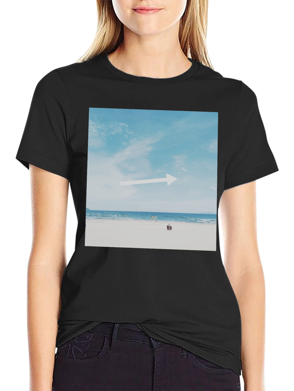 Beach Arrow Graphic Black T-Shirt