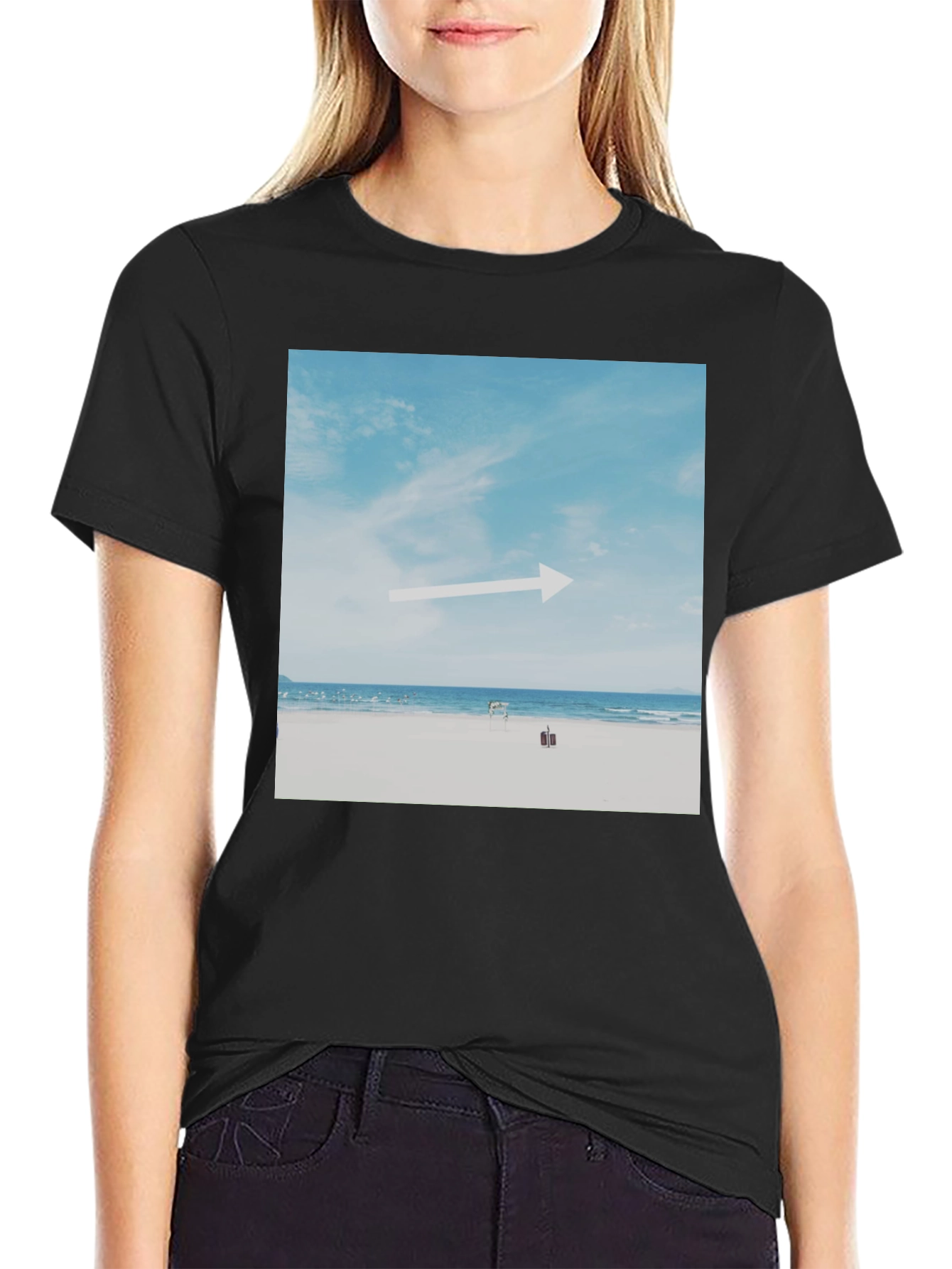 Beach Arrow Graphic Black T-Shirt