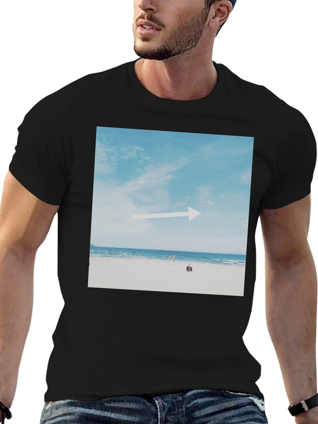 Beach Arrow Graphic Black T-Shirt