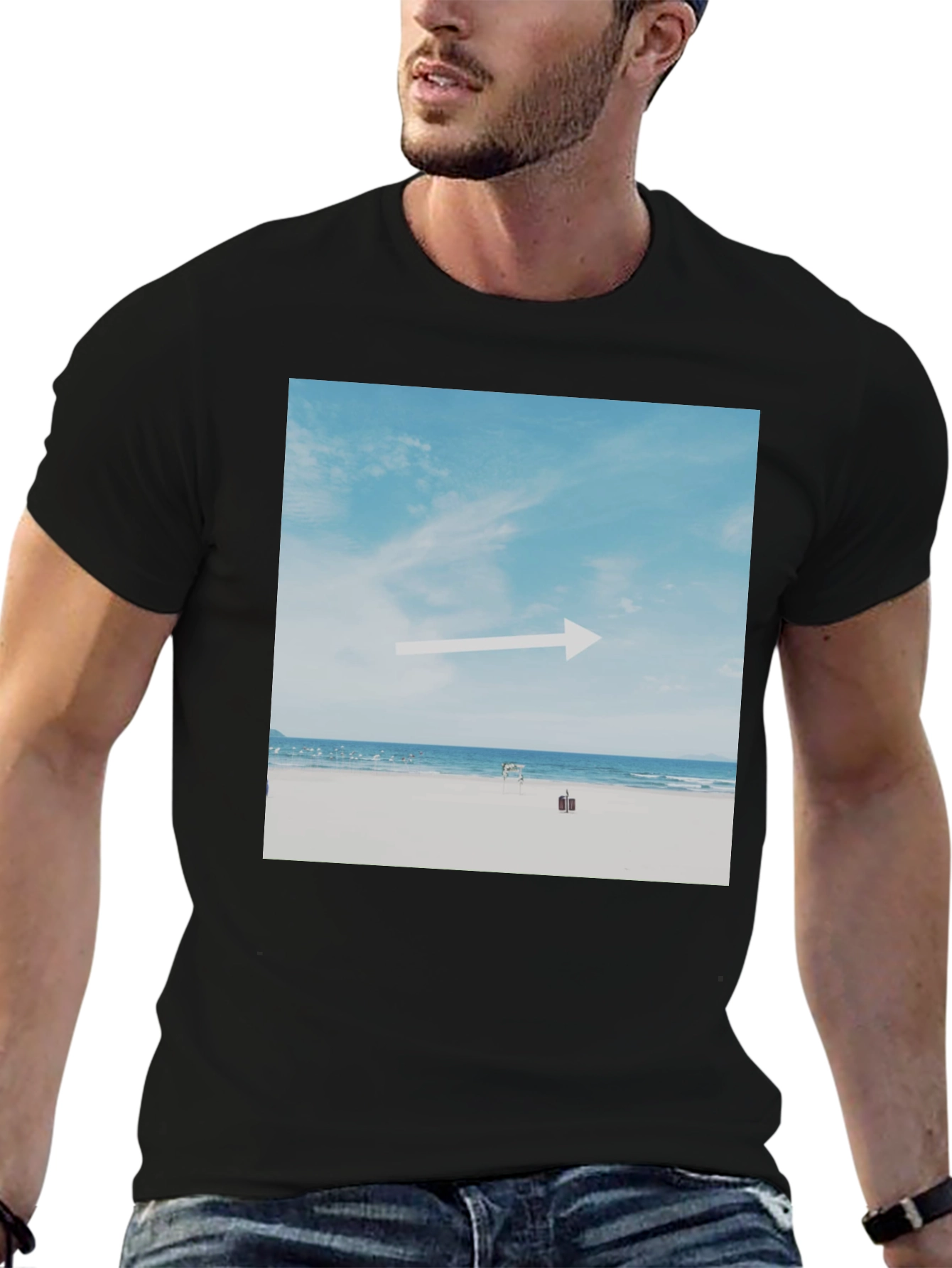 Beach Arrow Graphic Black T-Shirt