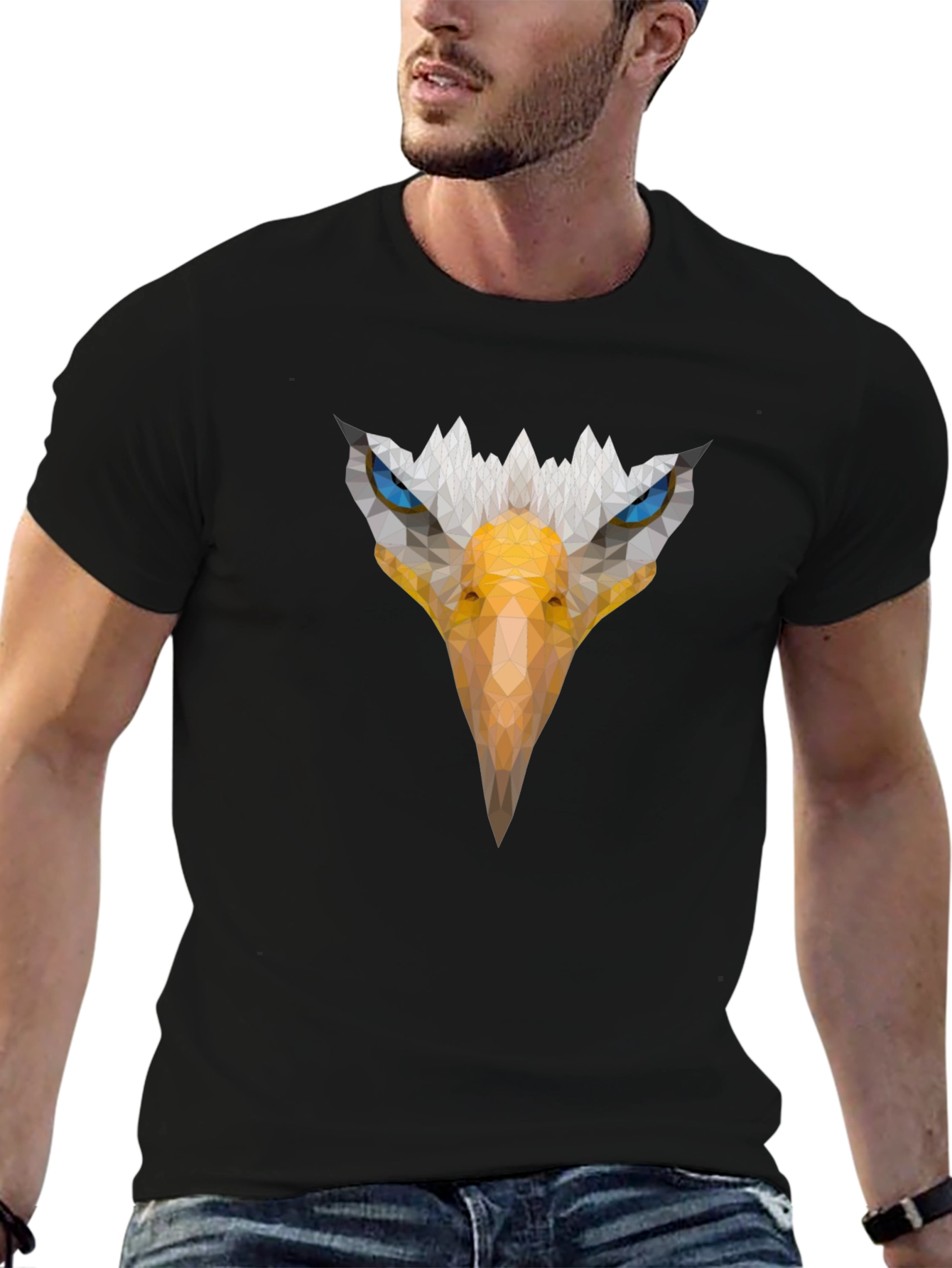 Eagle Graphic Print Mens Black T-Shirt