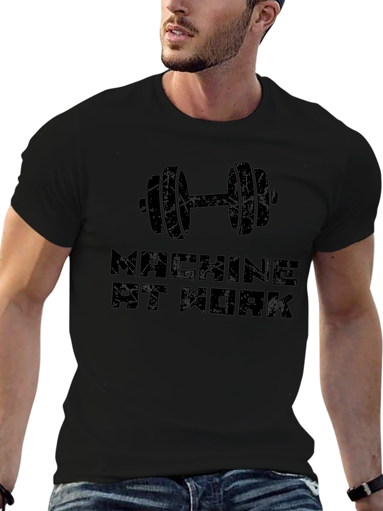 Machine At Work Black Graphic Tee