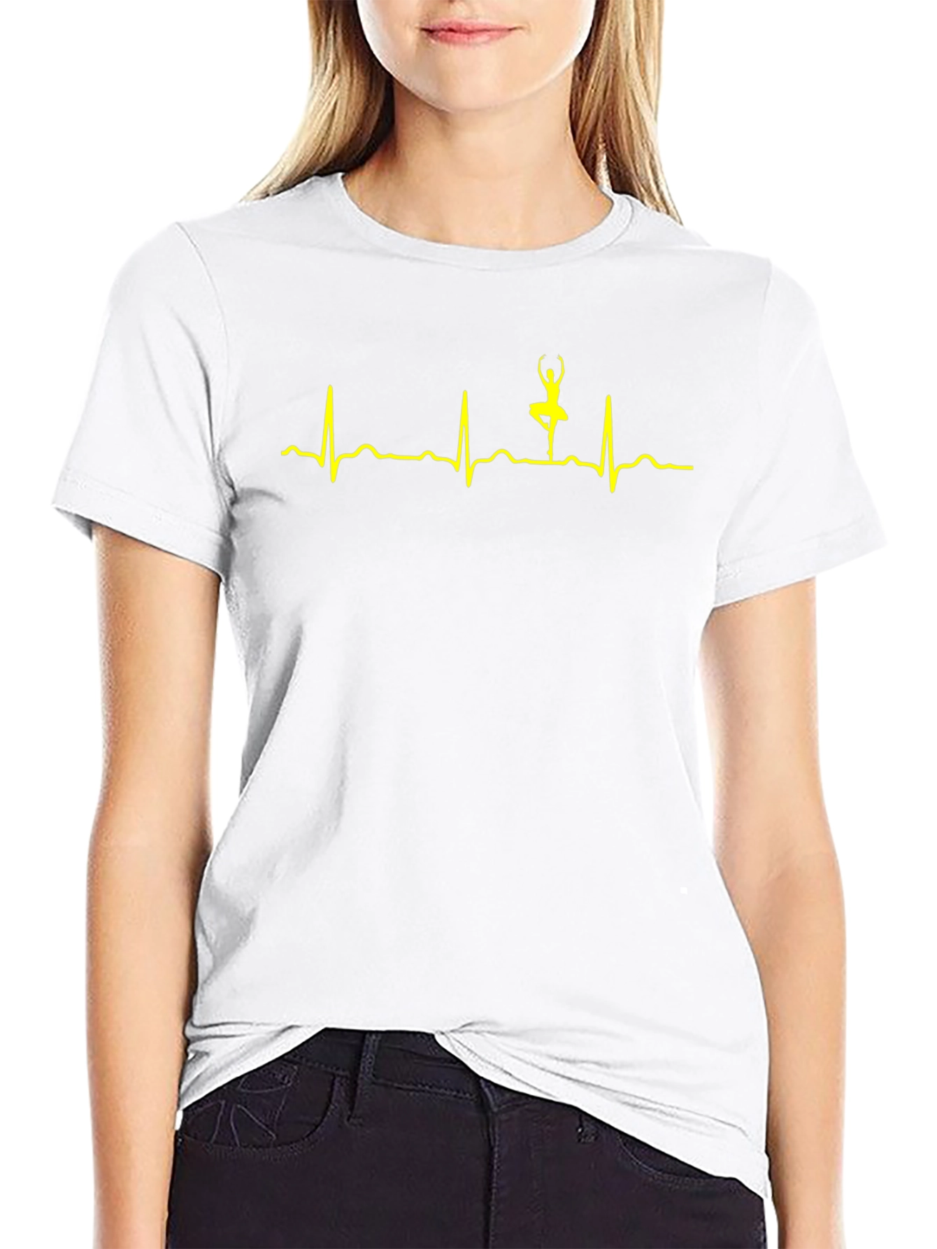 Ballerina Heartbeat Graphic Tee - Black Cotton Shirt