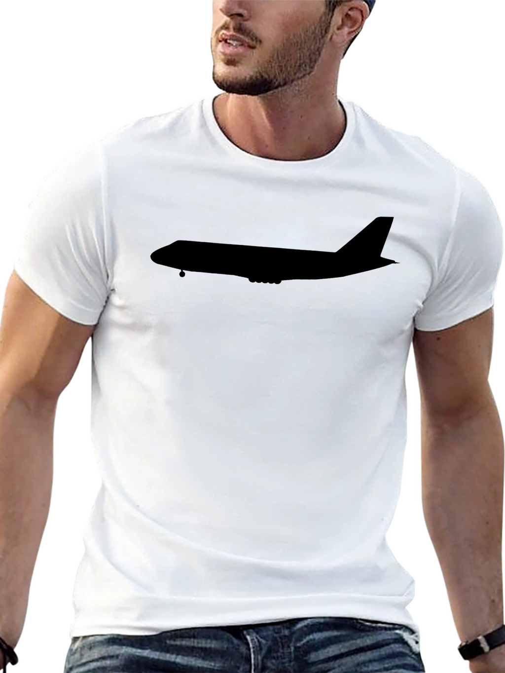 Airplane Silhouette Black T-Shirt