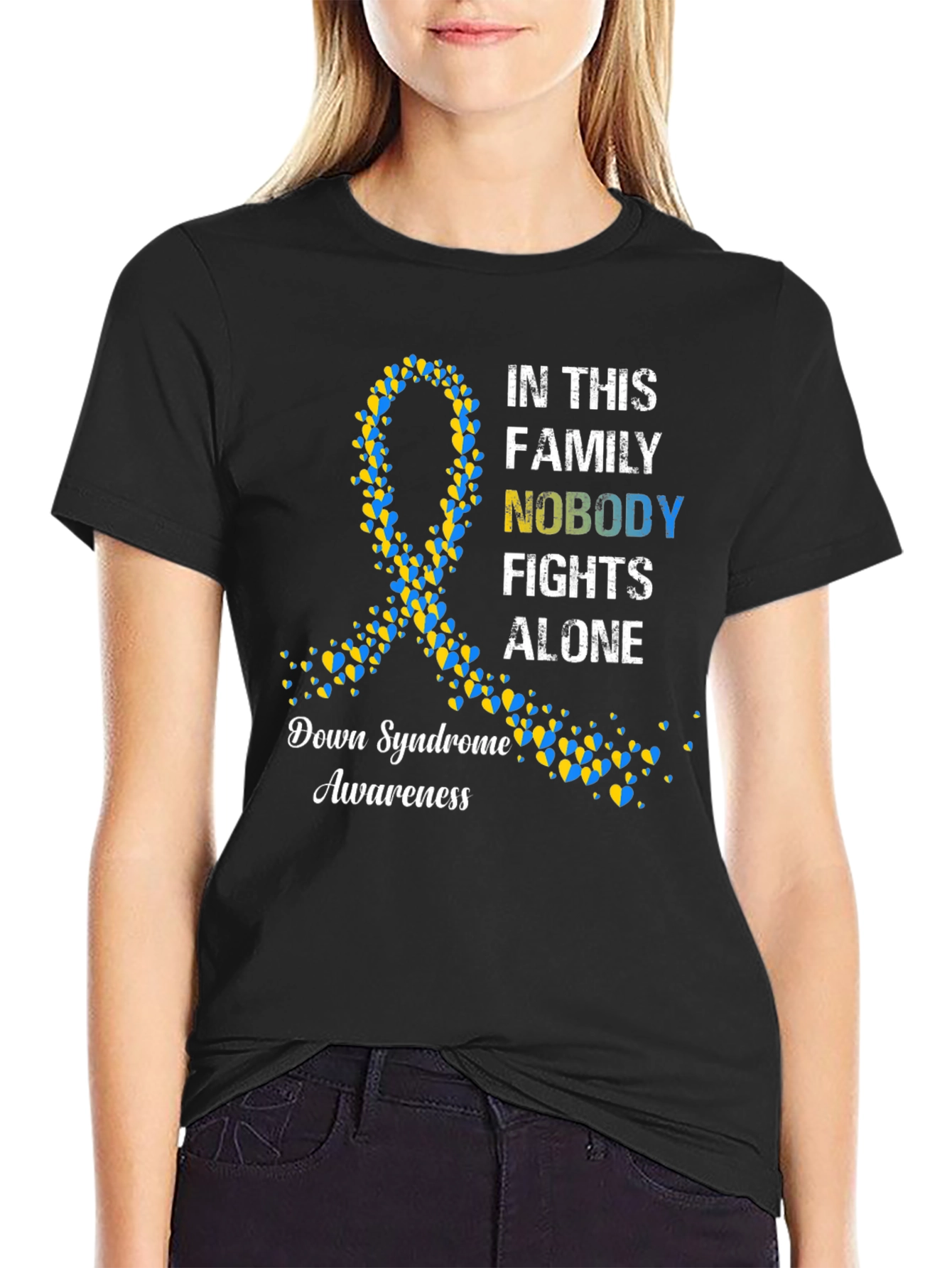Down Syndrome Awareness T-Shirt - Nobody Fights Alone