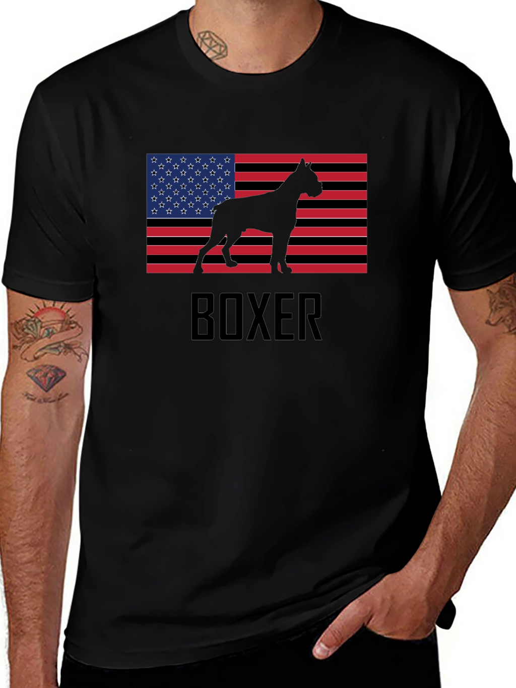 Boxer Dog USA Flag T-Shirt