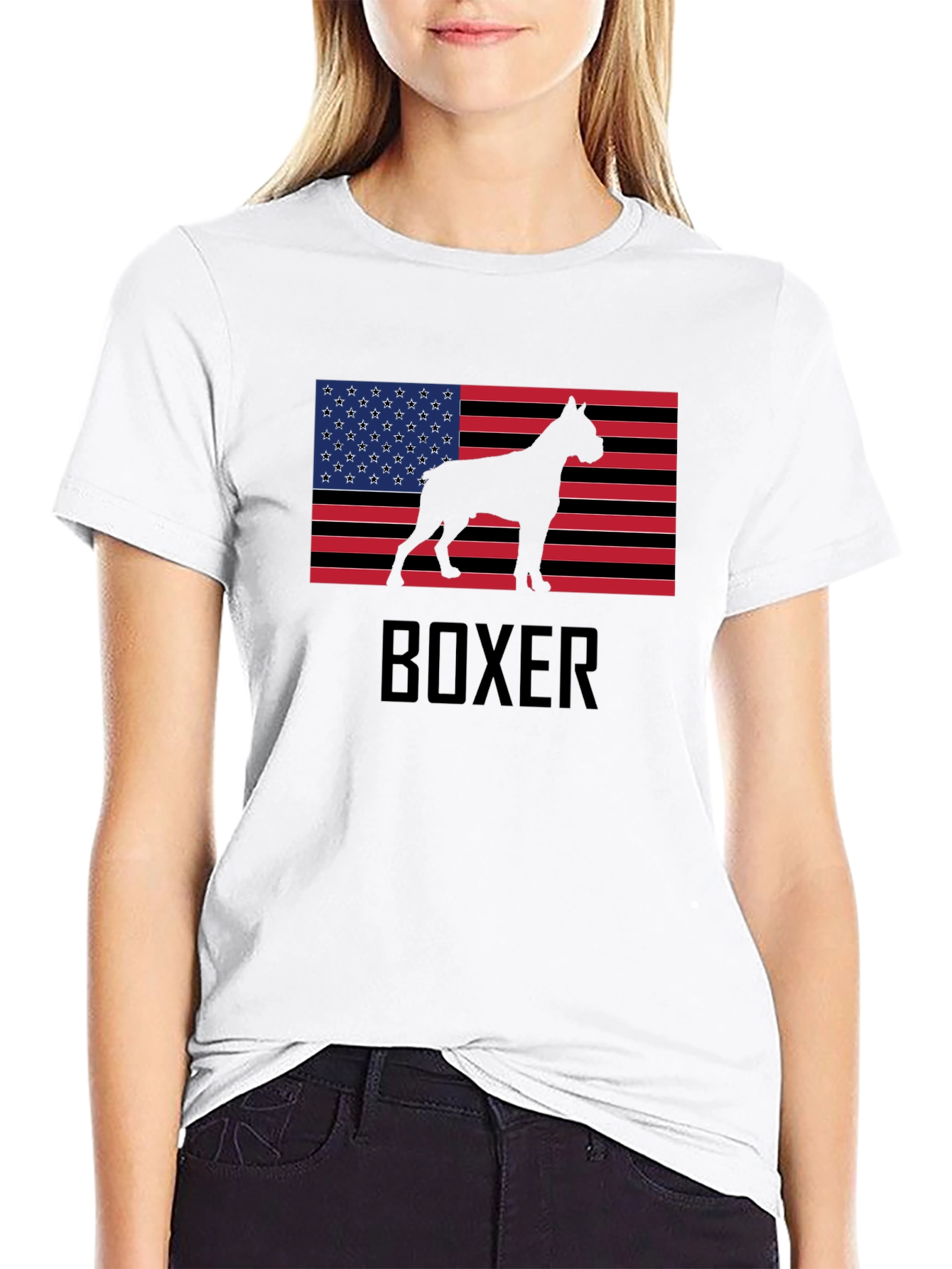 Boxer Dog USA Flag T-Shirt