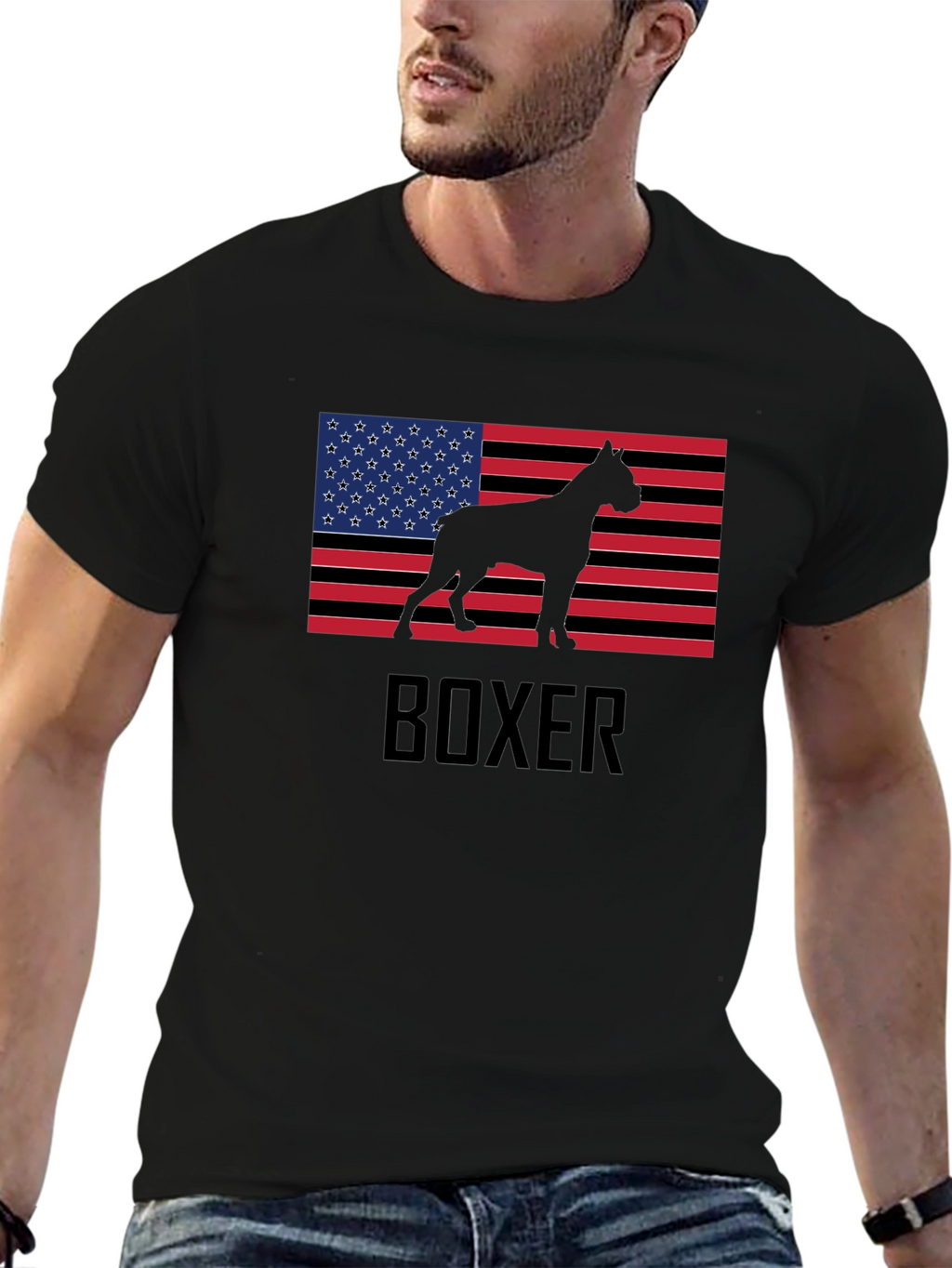 Boxer Dog USA Flag T-Shirt
