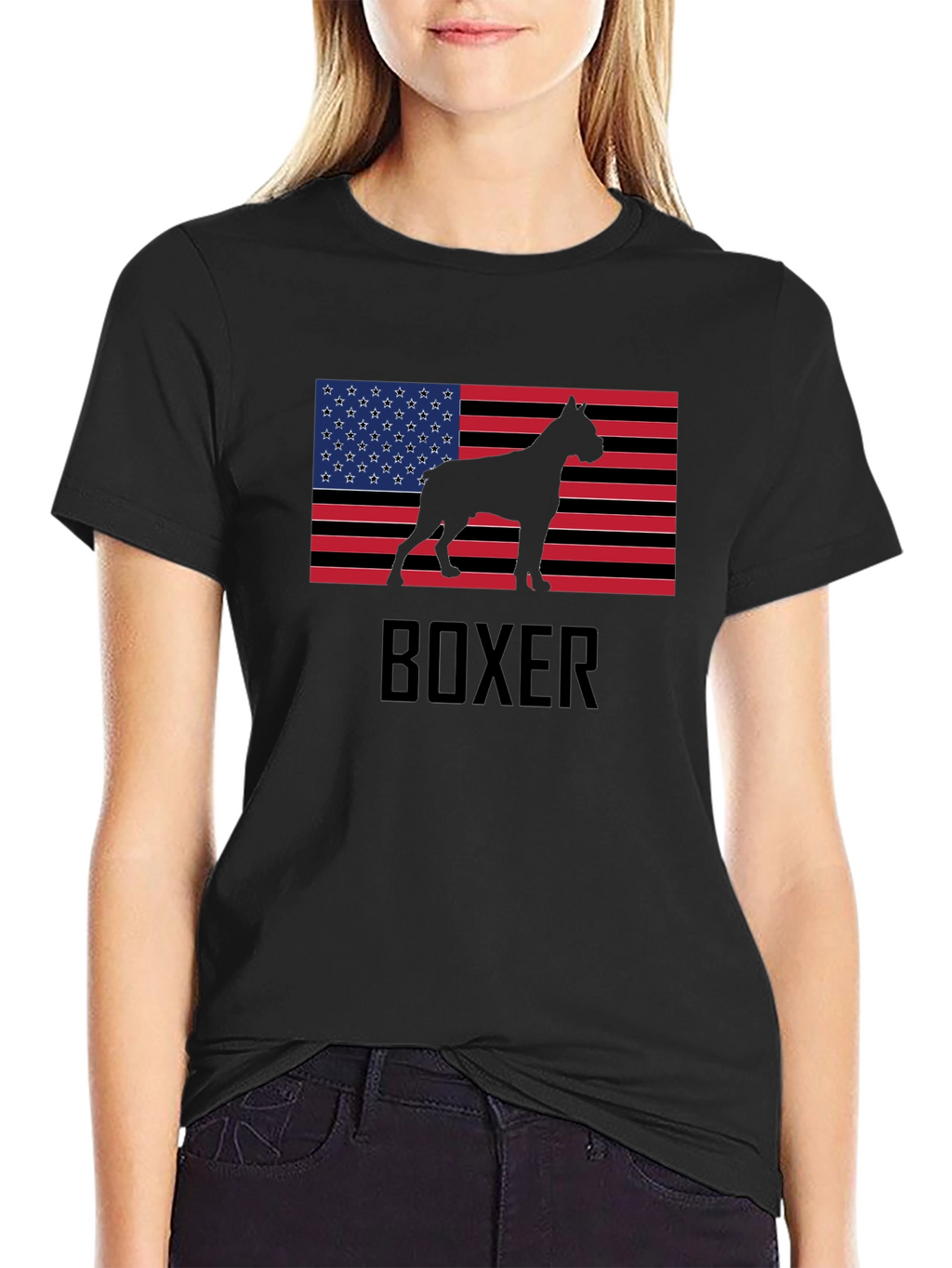 Boxer Dog USA Flag T-Shirt