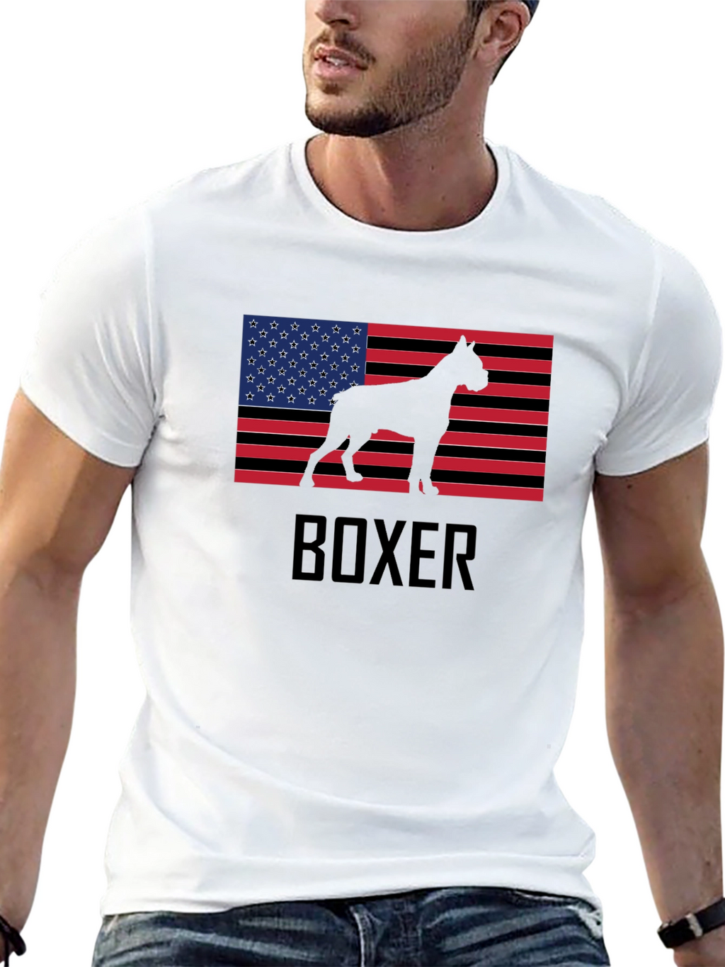 Boxer Dog USA Flag T-Shirt