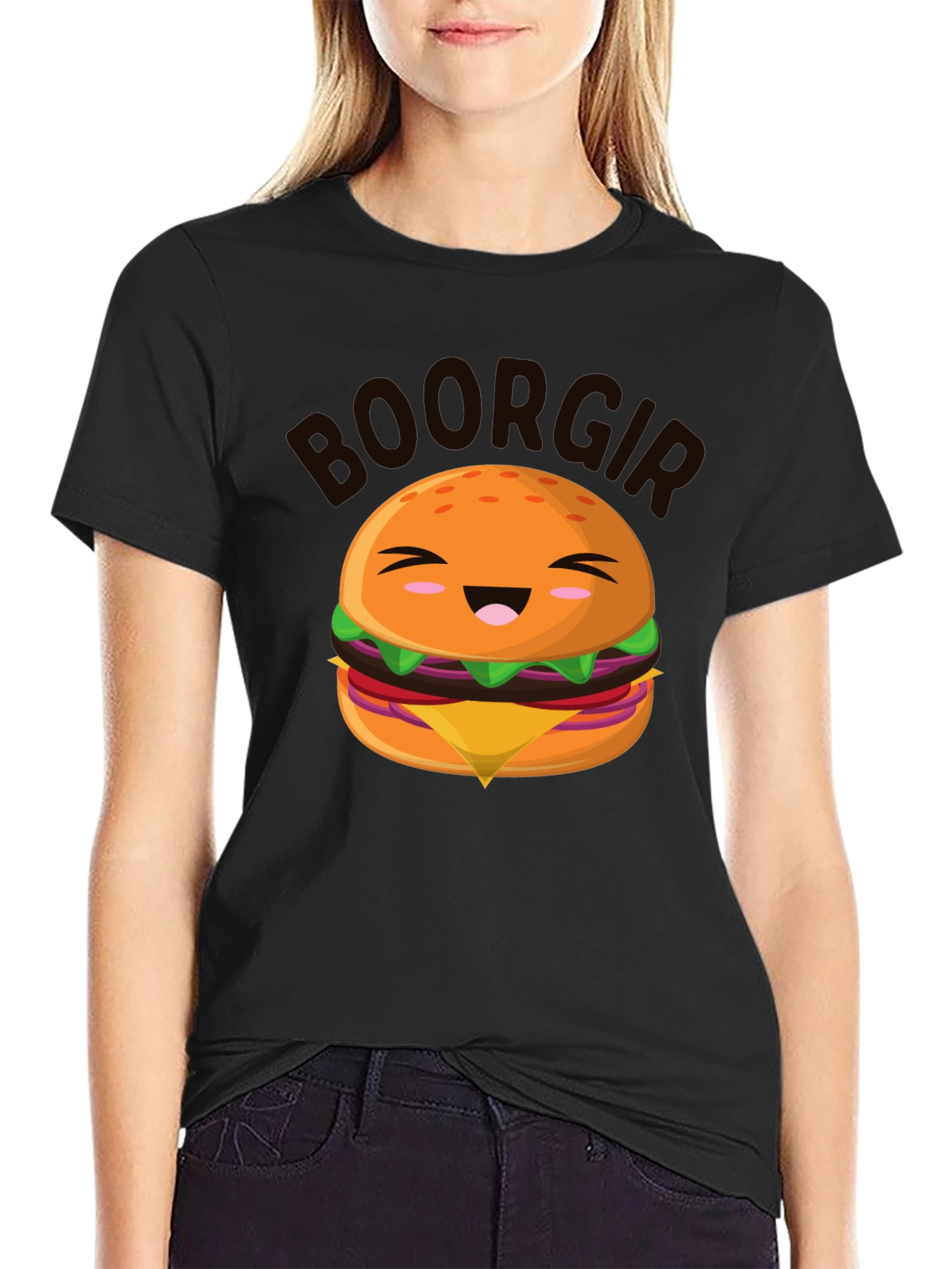 Cute Boorgir Graphic Tee - Black Cotton T-Shirt