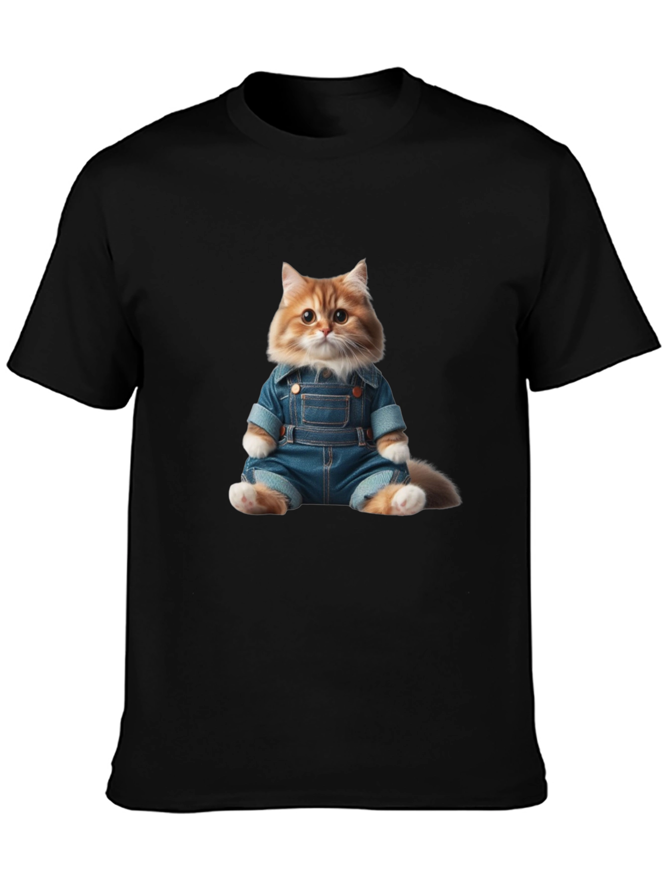 Cat in Overalls Graphic Tee