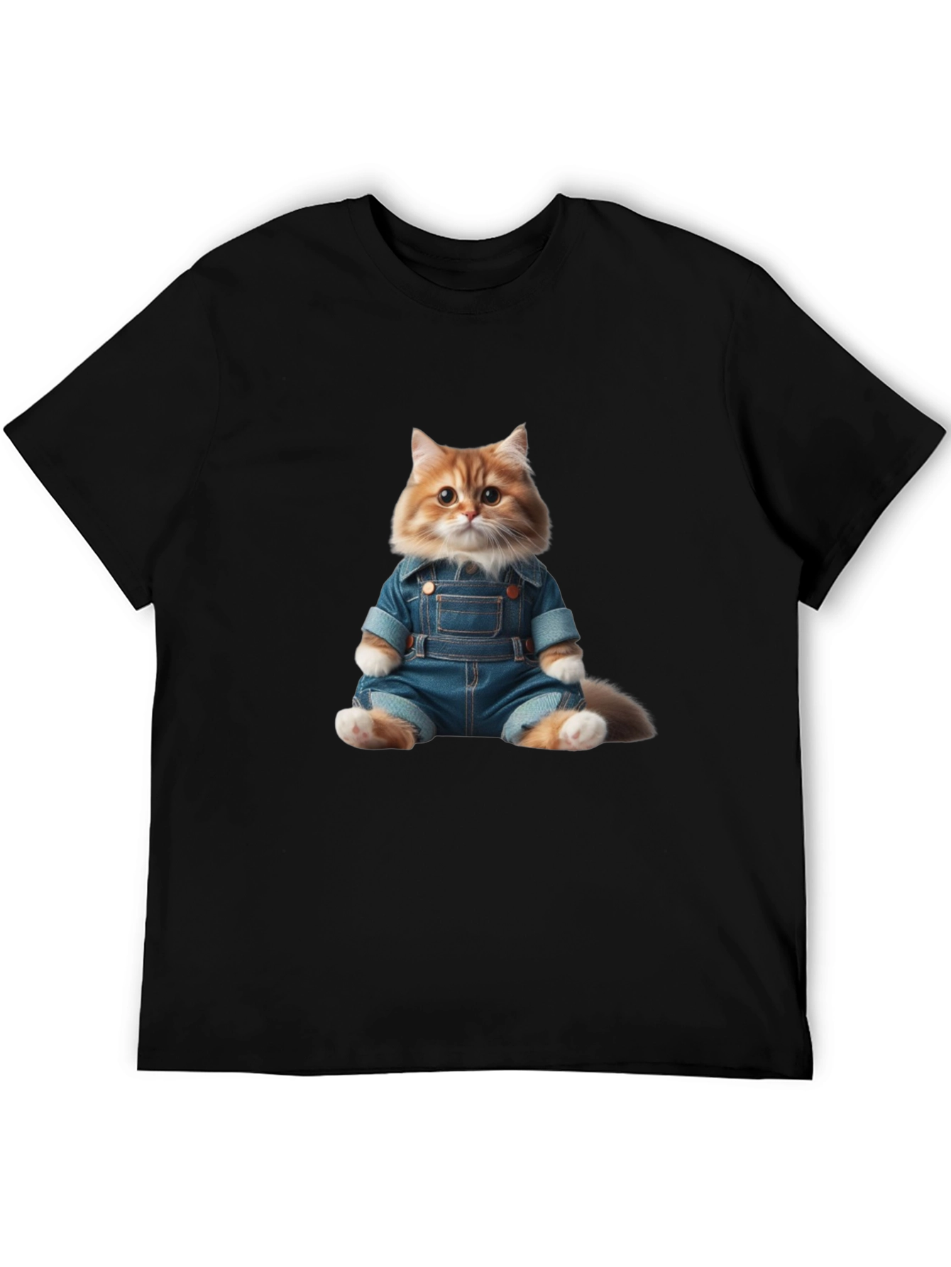 Cat in Overalls Graphic Tee
