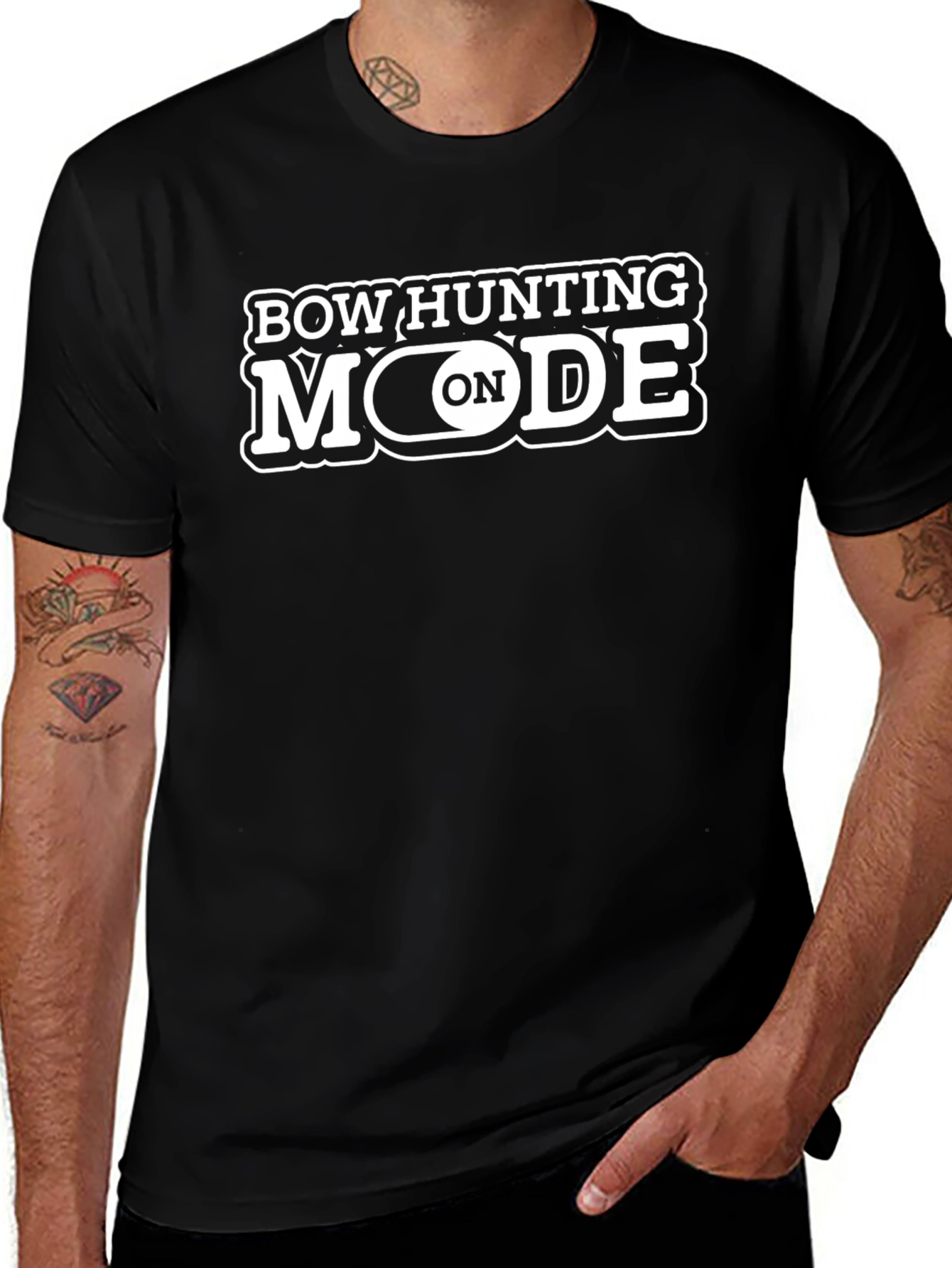 Bow Hunting Mode On Black T-Shirt