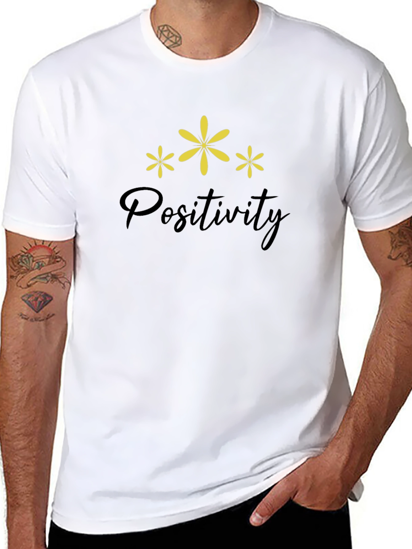 Positivity Tee - Black Cotton Blend T-Shirt