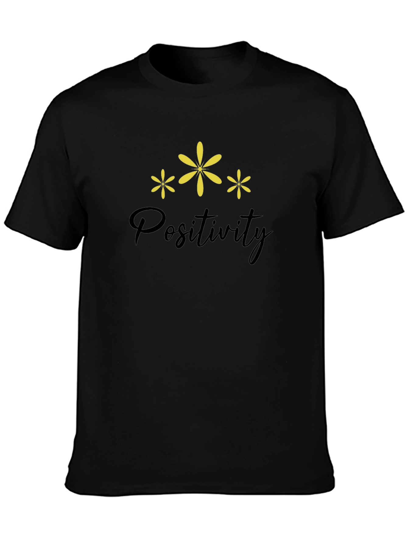 Positivity Tee - Black Cotton Blend T-Shirt