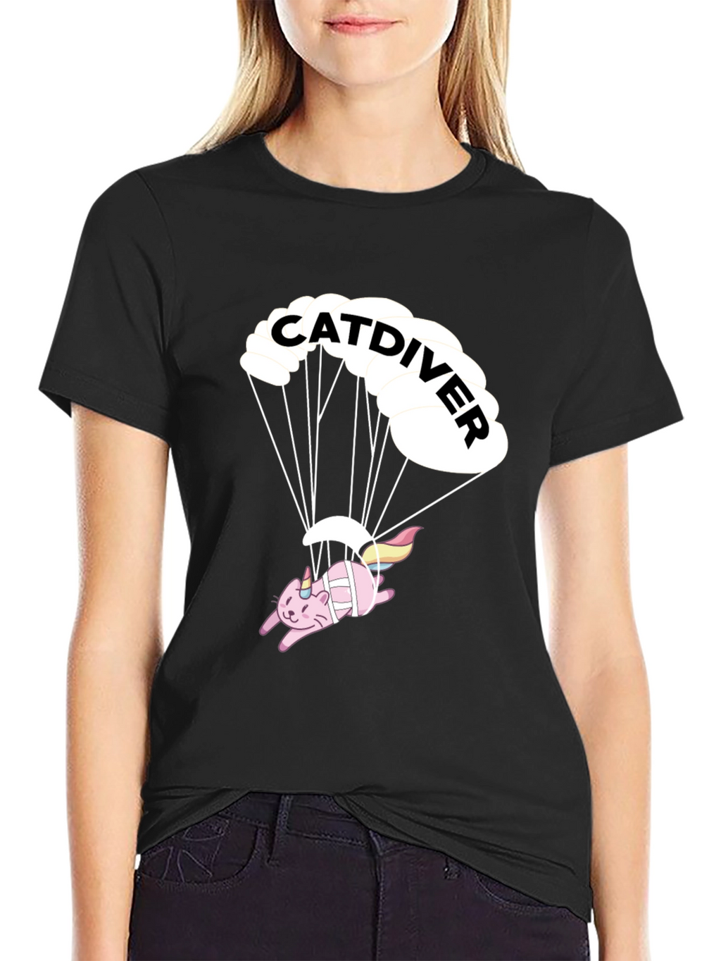 Catdiver T-Shirt - Black Graphic Tee