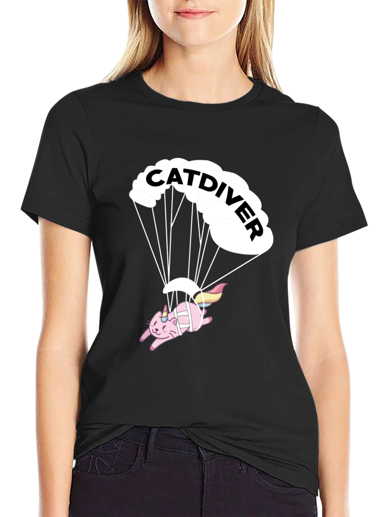 Catdiver T-Shirt - Black Graphic Tee