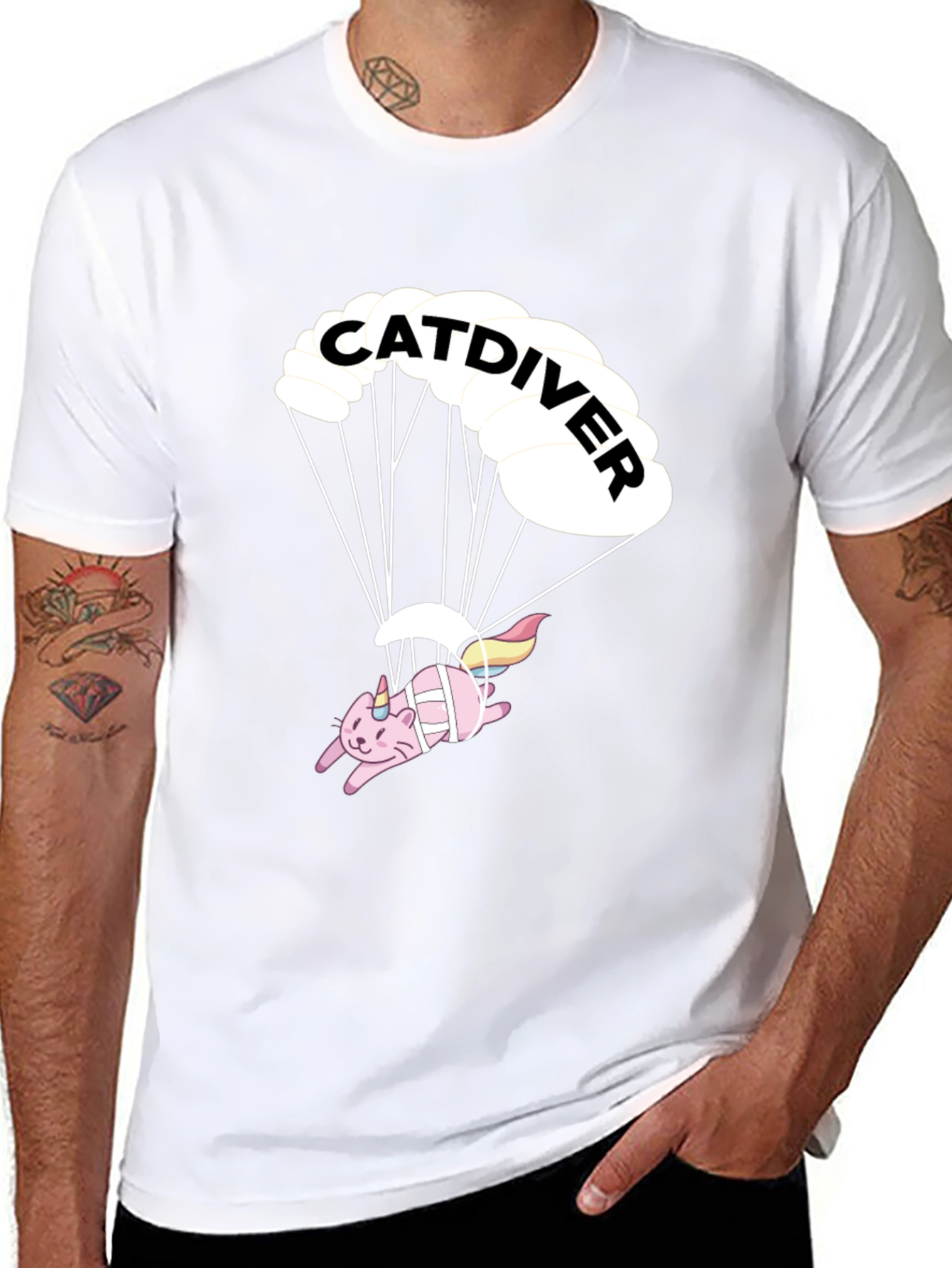 Catdiver T-Shirt - Black Graphic Tee