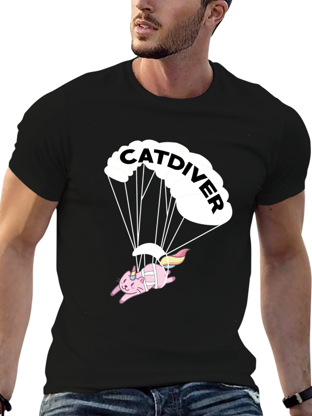 Catdiver T-Shirt - Black Graphic Tee
