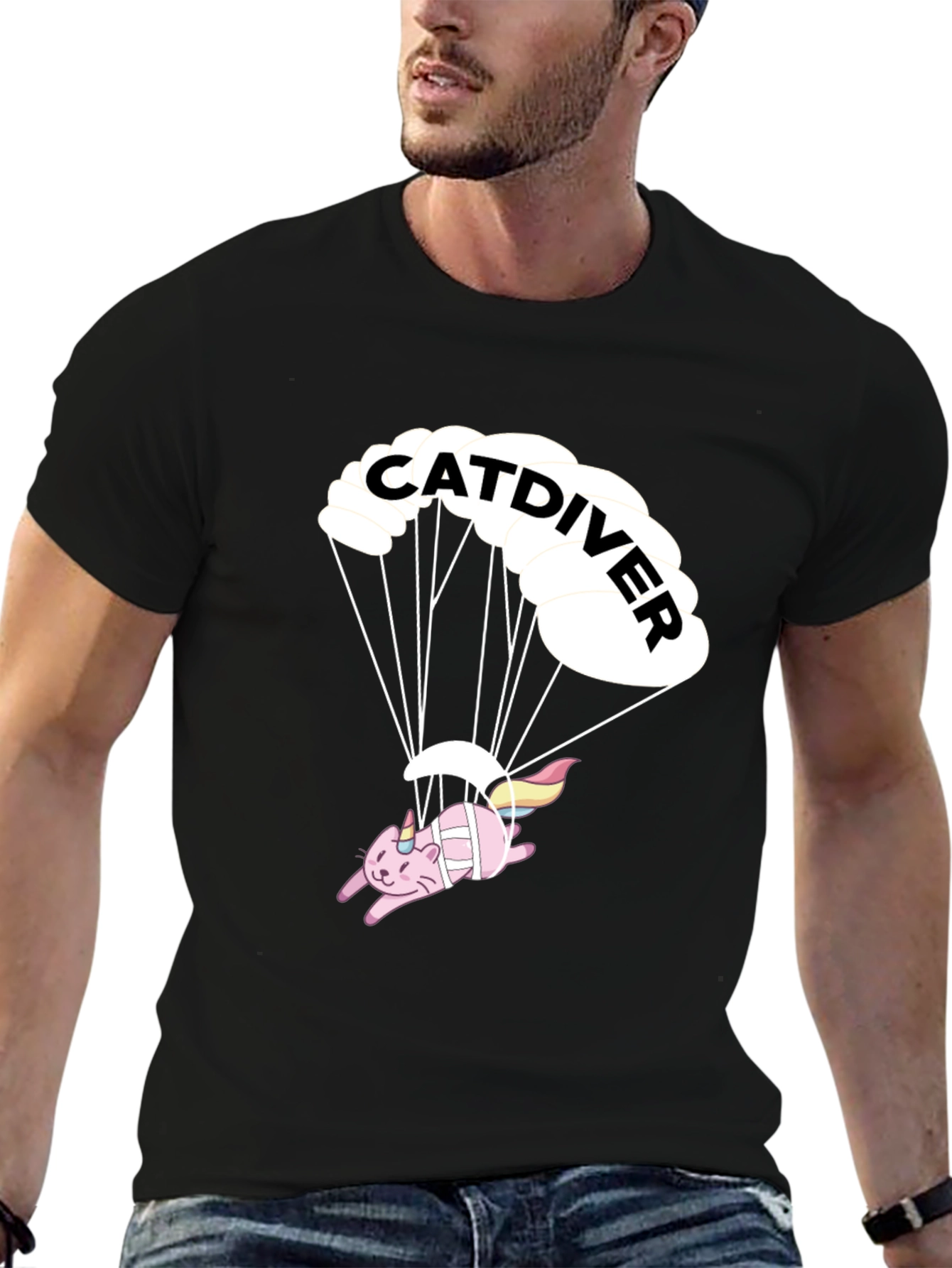 Catdiver T-Shirt - Black Graphic Tee