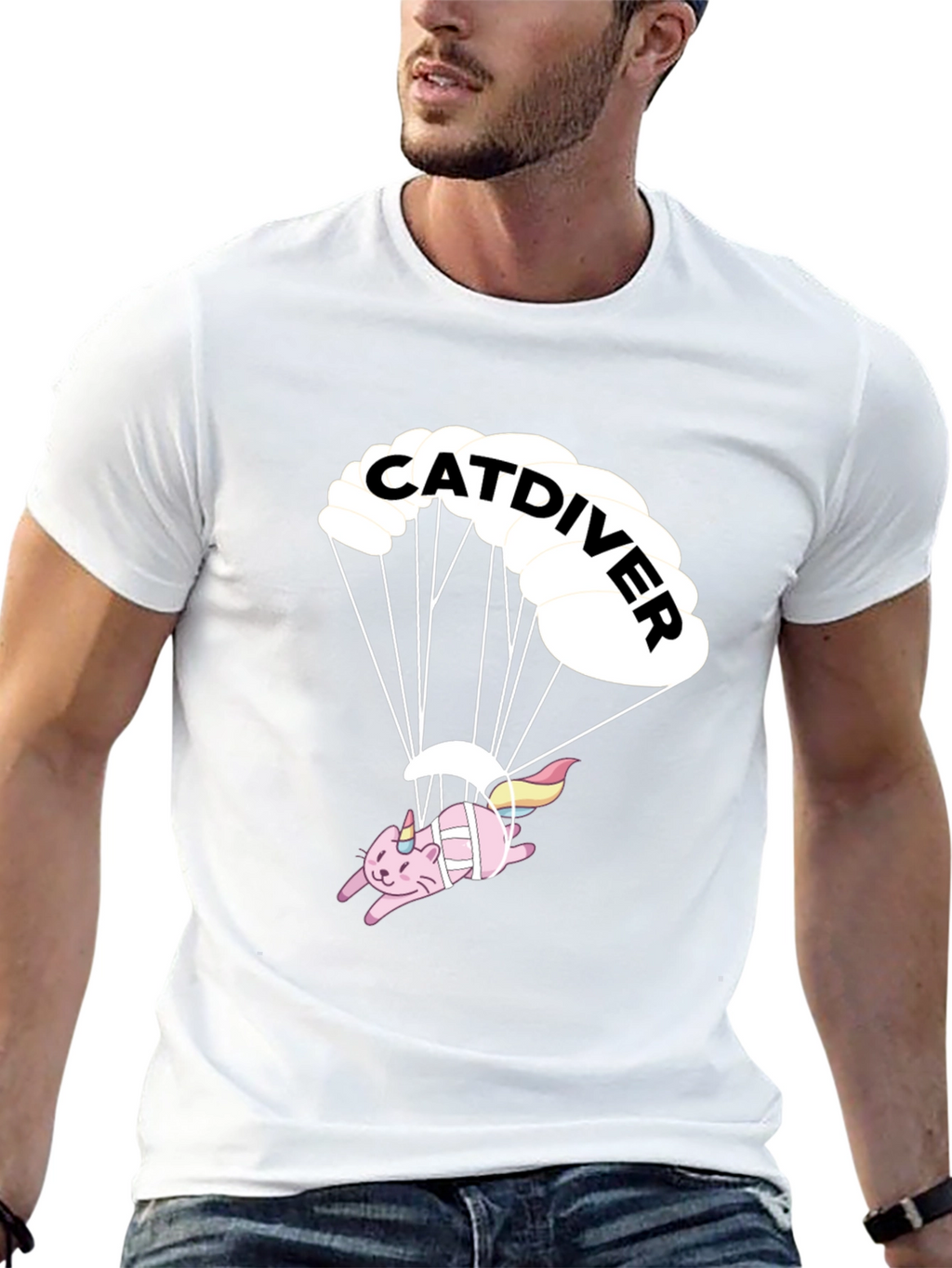 Catdiver T-Shirt - Black Graphic Tee
