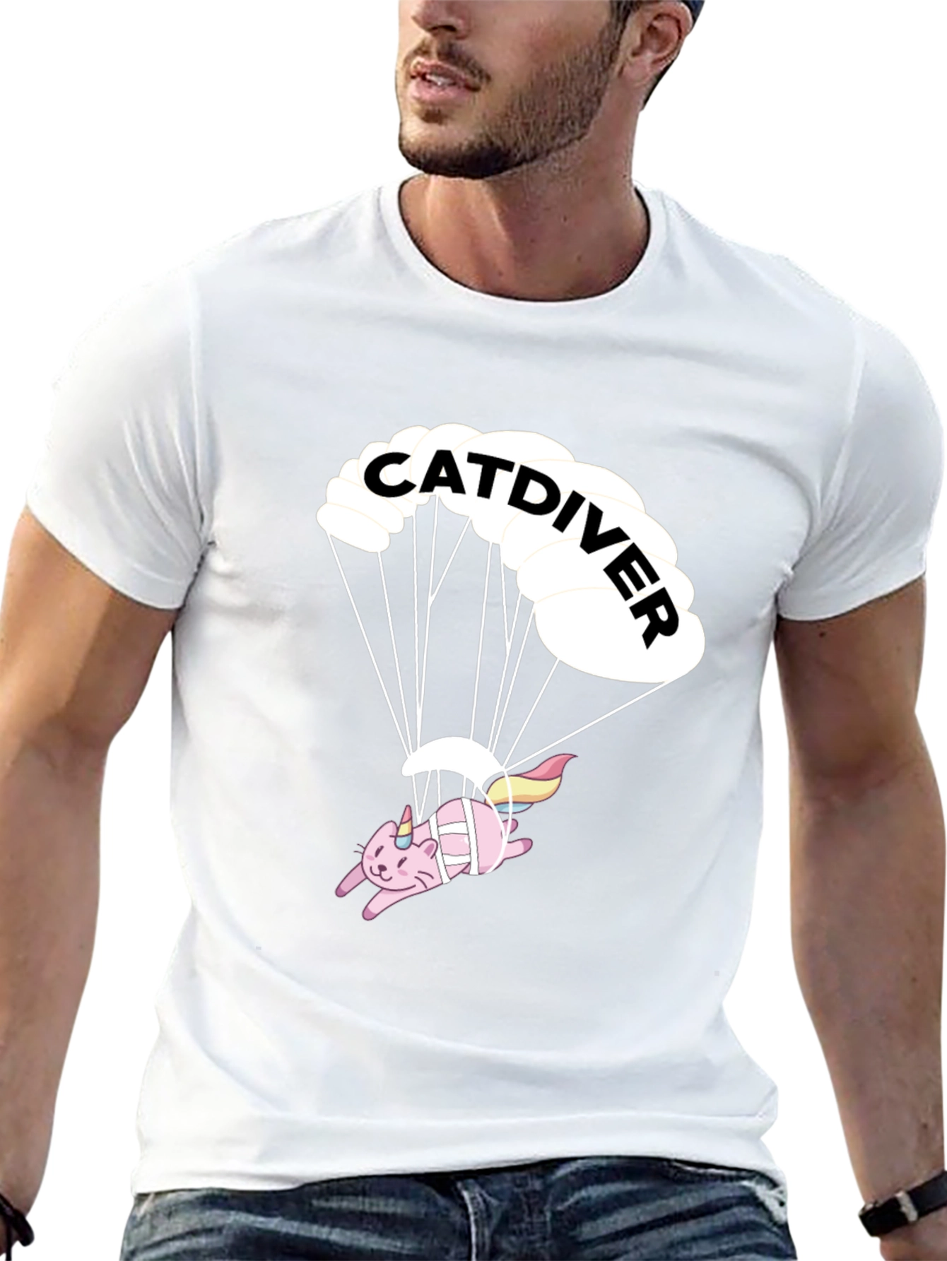 Catdiver T-Shirt - Black Graphic Tee