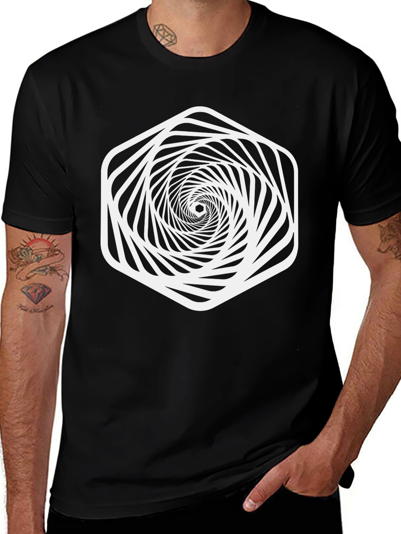 Optical Illusion Geometric Vortex Graphic Tee