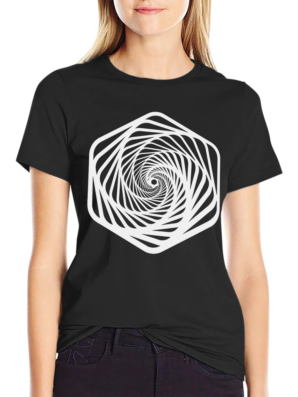 Optical Illusion Geometric Vortex Graphic Tee