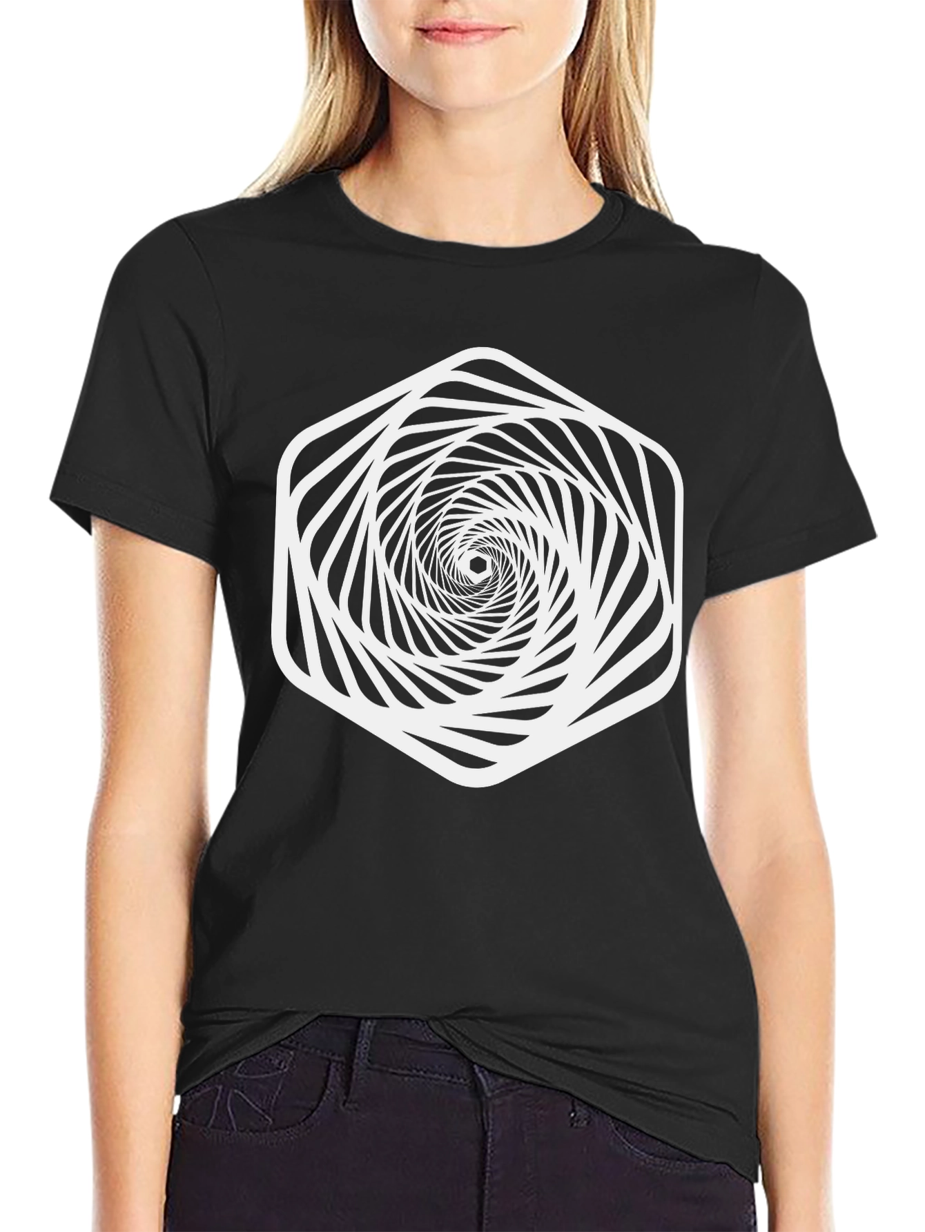 Optical Illusion Geometric Vortex Graphic Tee