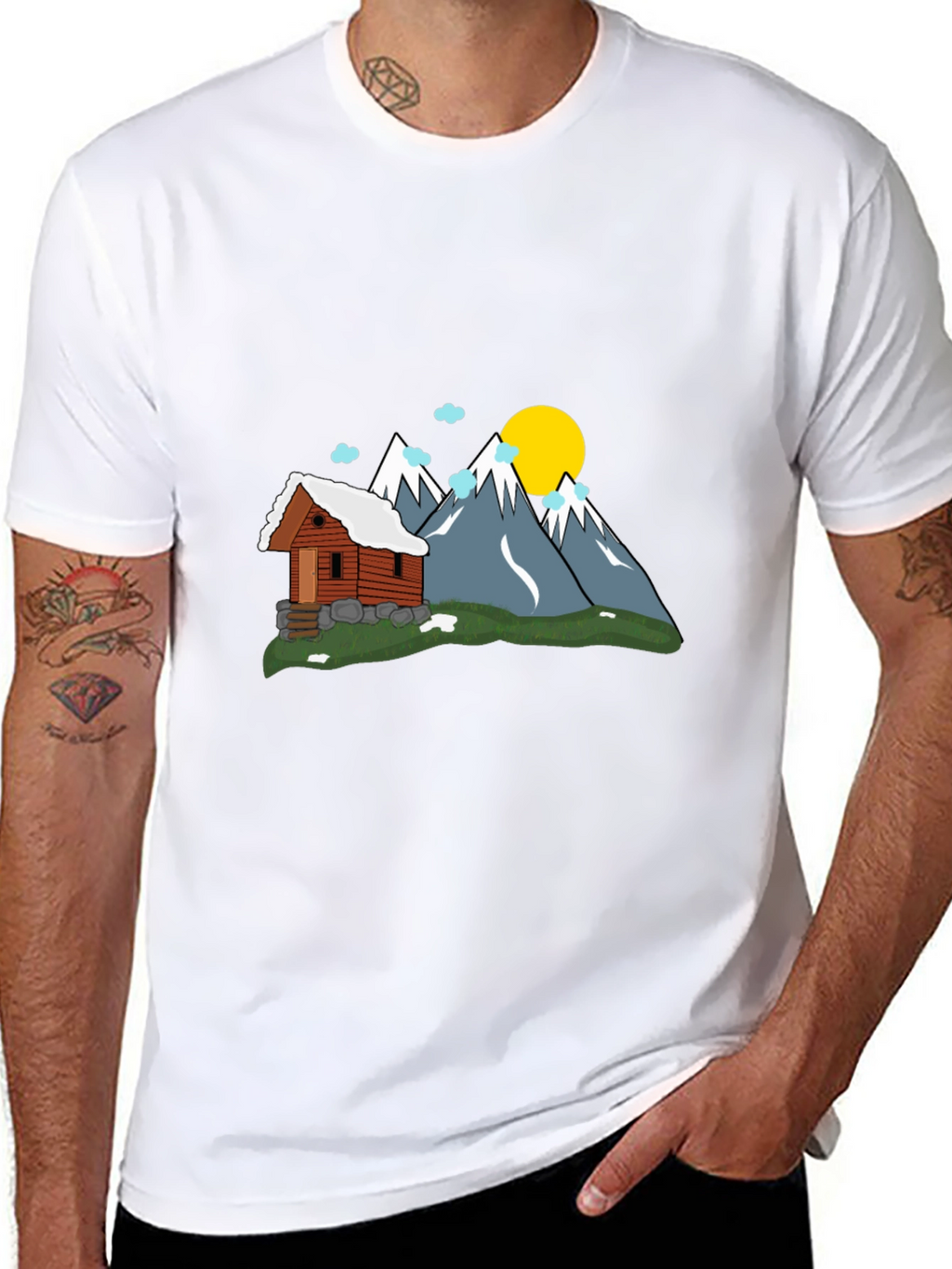 Mountain Cabin Graphic Tee - Black