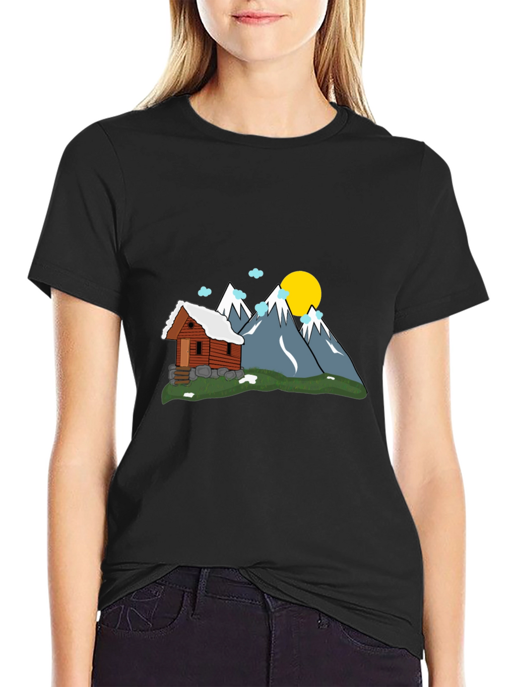 Mountain Cabin Graphic Tee - Black